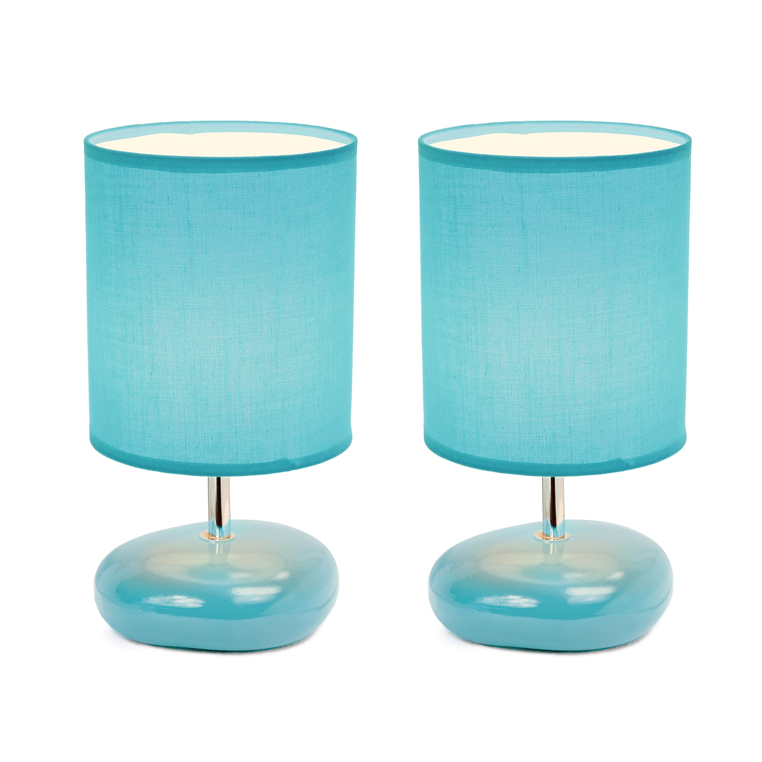 Simple Designs Lt2005-Blu-2Pk Stonies Small Stone Look Table Desk Bedside 2 Pack Lamp Set, Blue