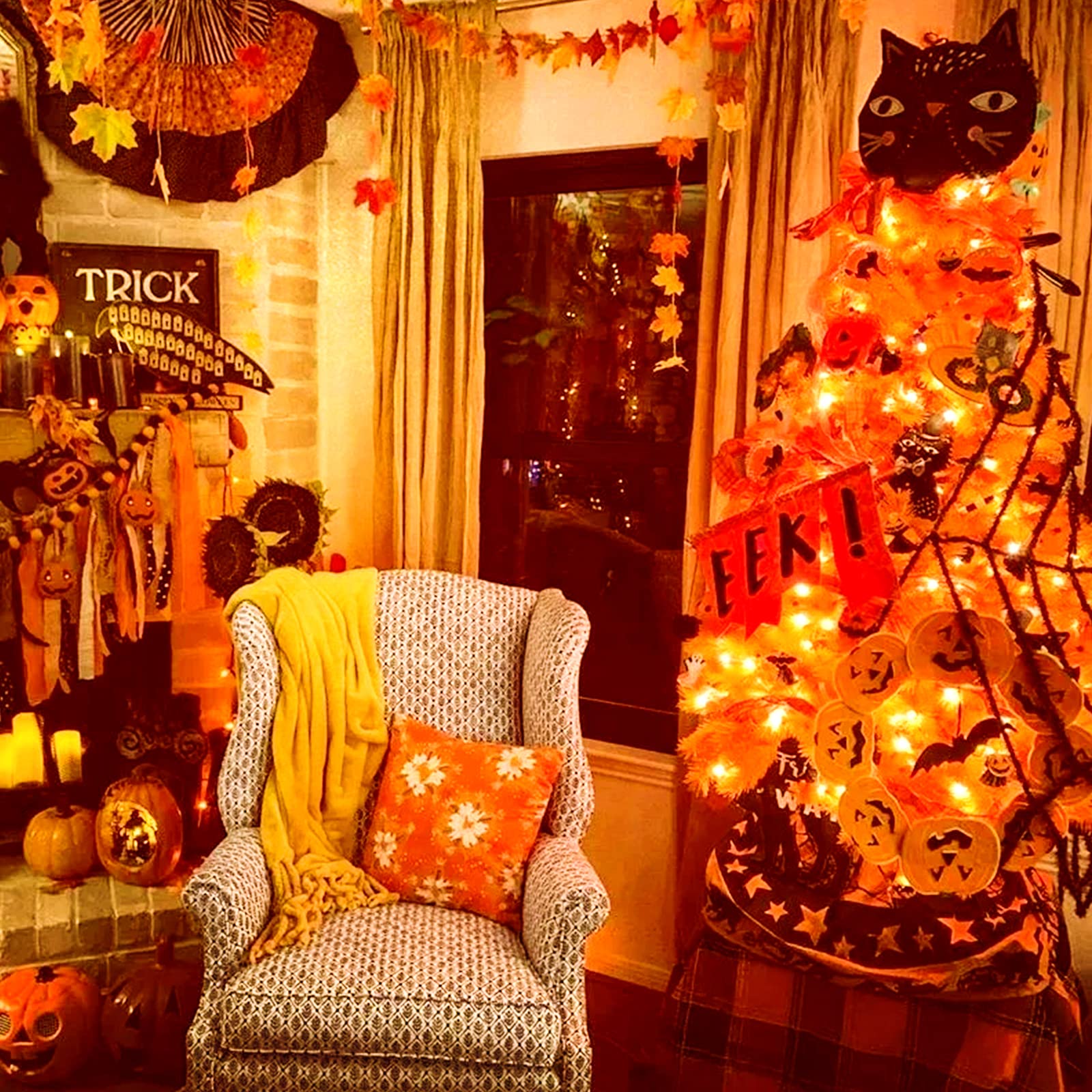 Jmexsuss 100 Led Orange String Lights, 8 Modes Orange Halloween Lights Indoor, 33Ft Orange Lights Outdoor Waterproof For Hallowe