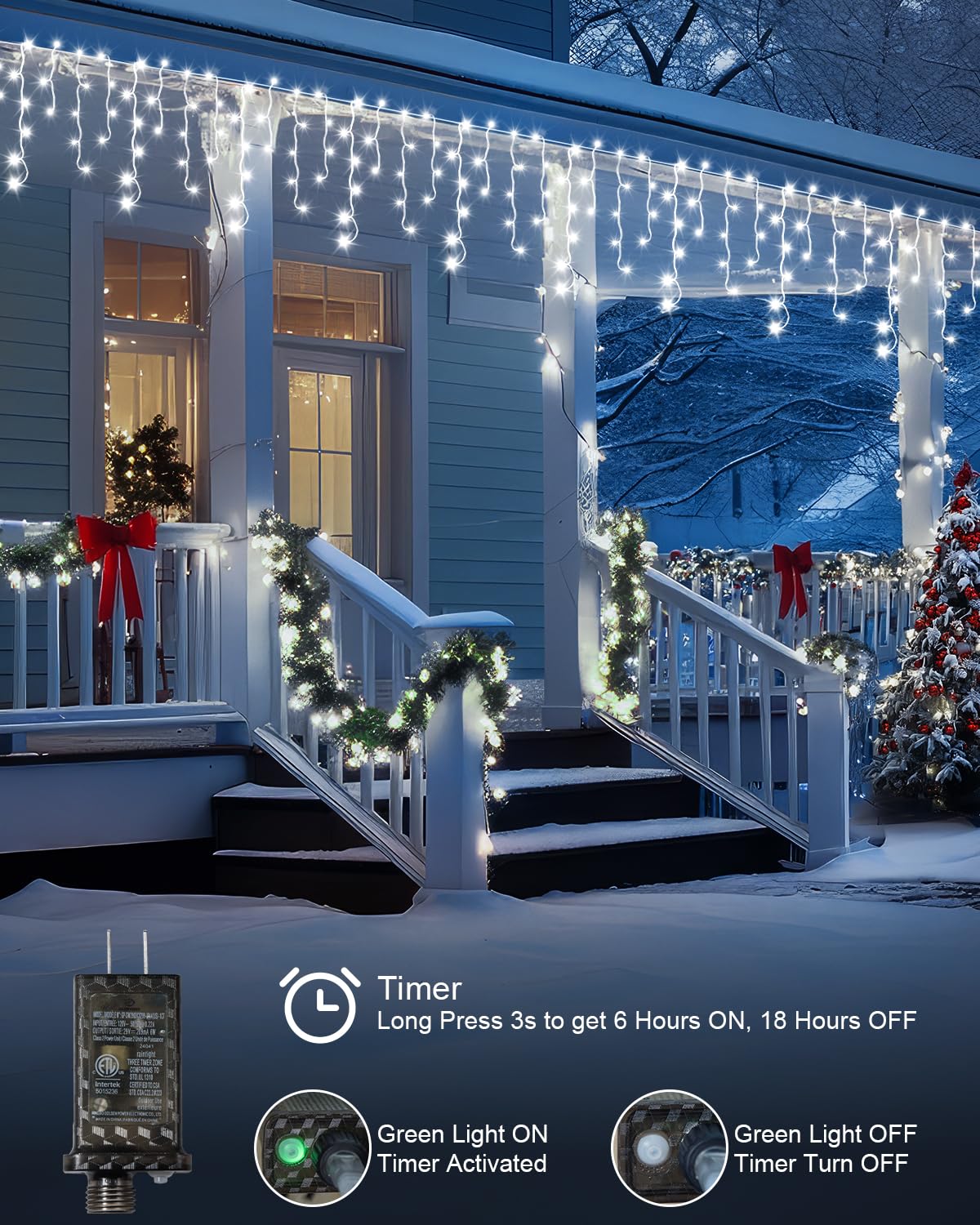 2 Pack 53Ft 486 Led Christmas Lights Outdoor, Plug In Waterproof Christmas Lights For Outside, Timer & Memory, 8 Modes Hanging F