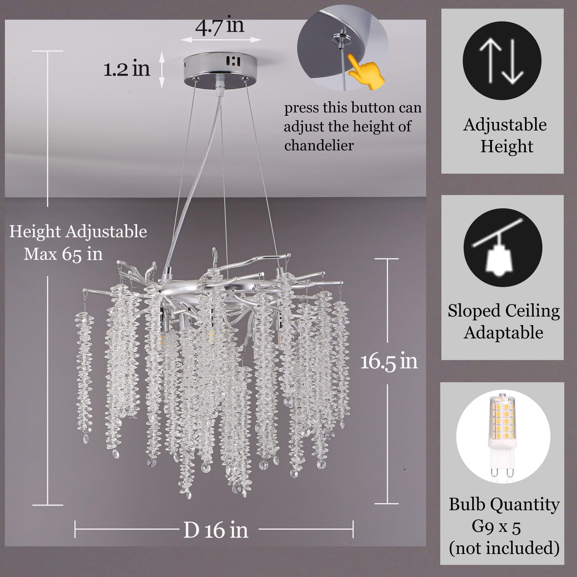 Upfelw Crystal Tree Branch Chandelier Gold D16, Modern Art Deco Raindrop Branch Chandelier Lighting Fixture For Kitchen Island D