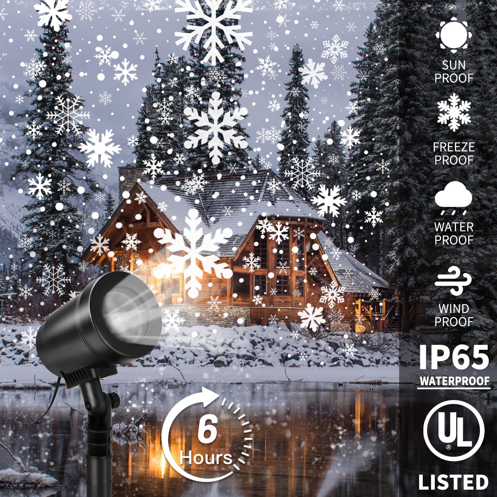 Christmas Projector Lights Outdoor, Outdoor Christmas Decorations, Snow Holiday Projector Lights, Waterproof Led Snowflake Lights, Xmas Decoration For House, Yard, Wall, Outdoors And Indoors