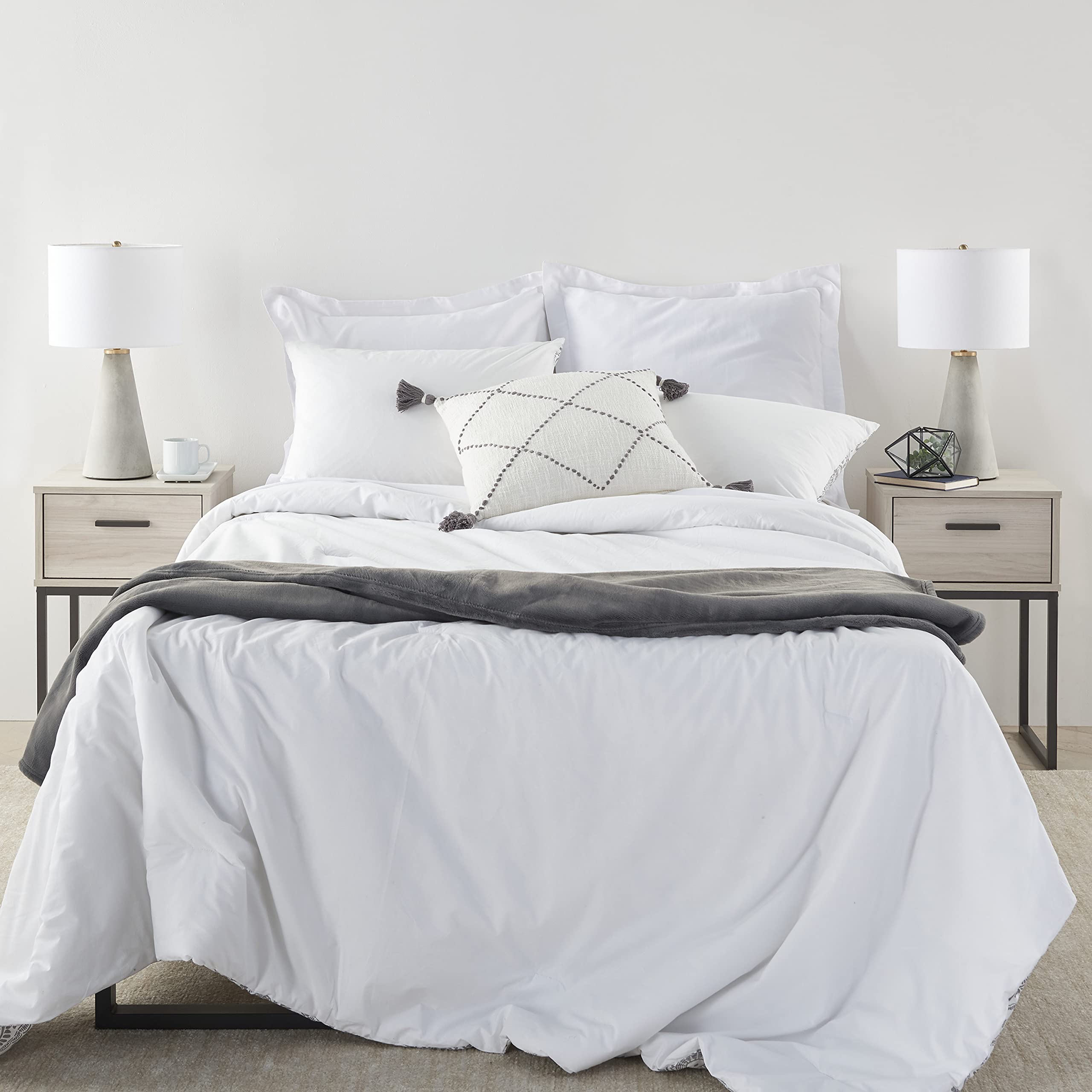 Nourison 22&quot; Light Grey Natural Concrete Table Lamp, Modern, Industrial, Transitional Design For Bedside Table, Living Room, Home Dining Room, Entryway