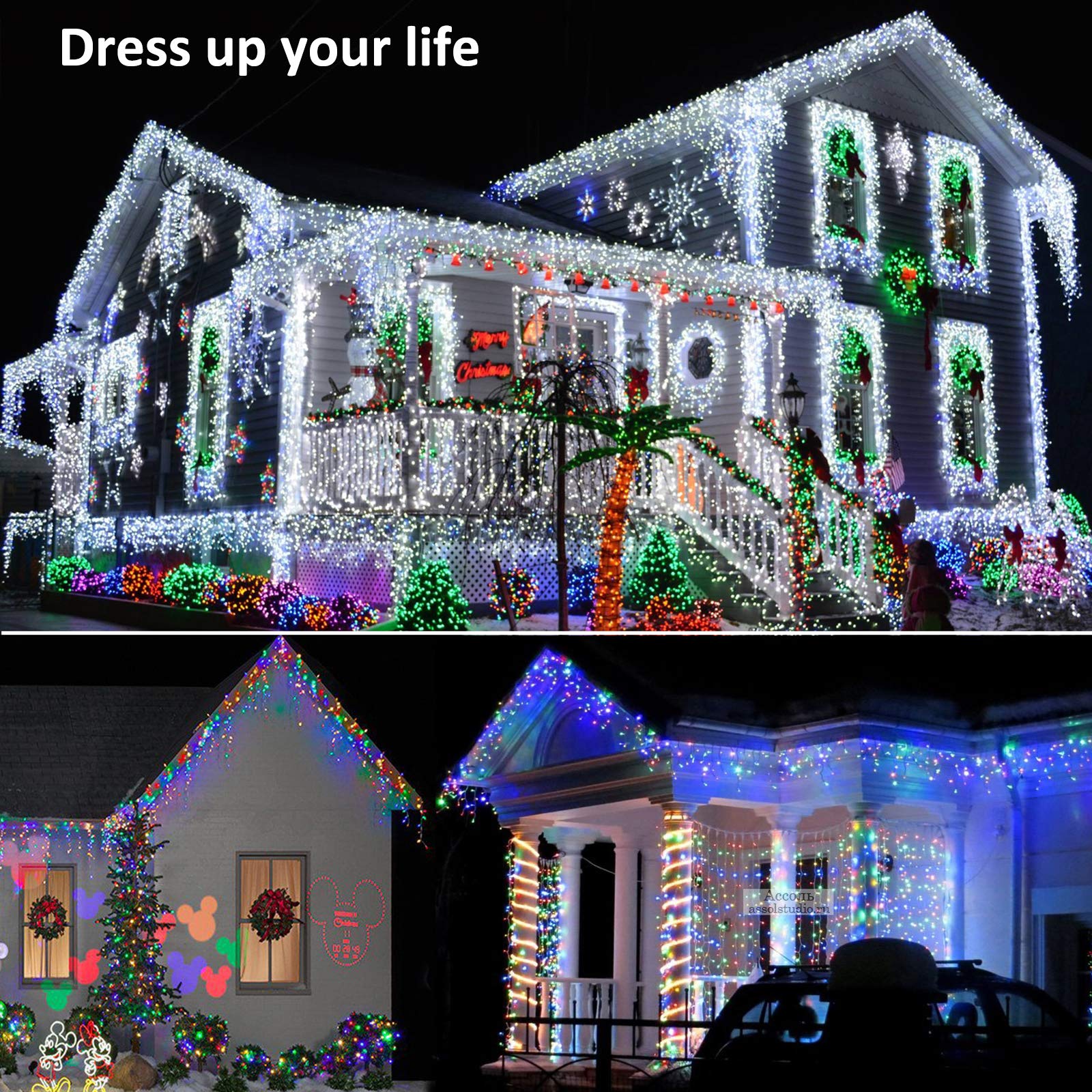 Brizled Color Changing Icicle Lights, 29Ft 360 Led Christmas Icicle Lights With Remote, 11 Modes Cool White & Multicolor Xmas Li
