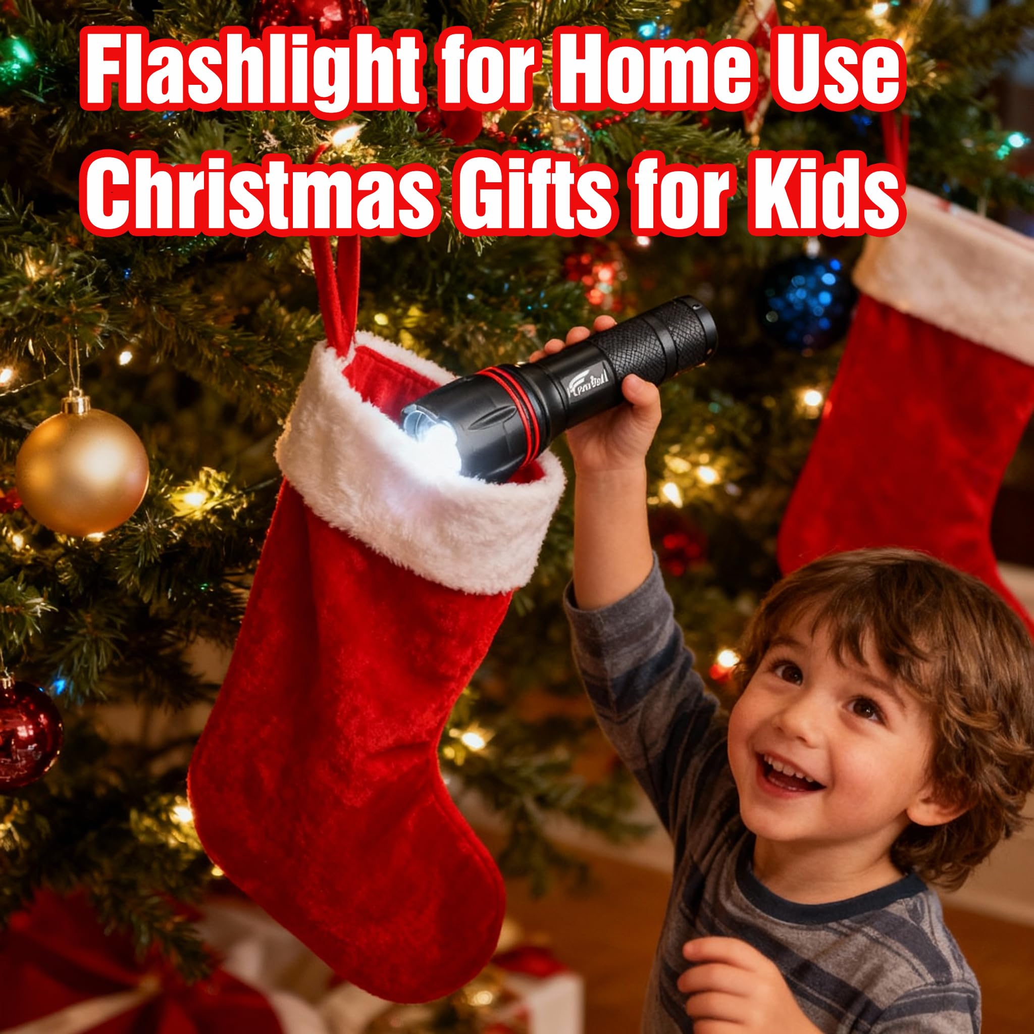 HAUSBELL A100 LED Flashlights - Waterproof, Zoomable, 5 Modes, 2 Pack, Black, Aluminum