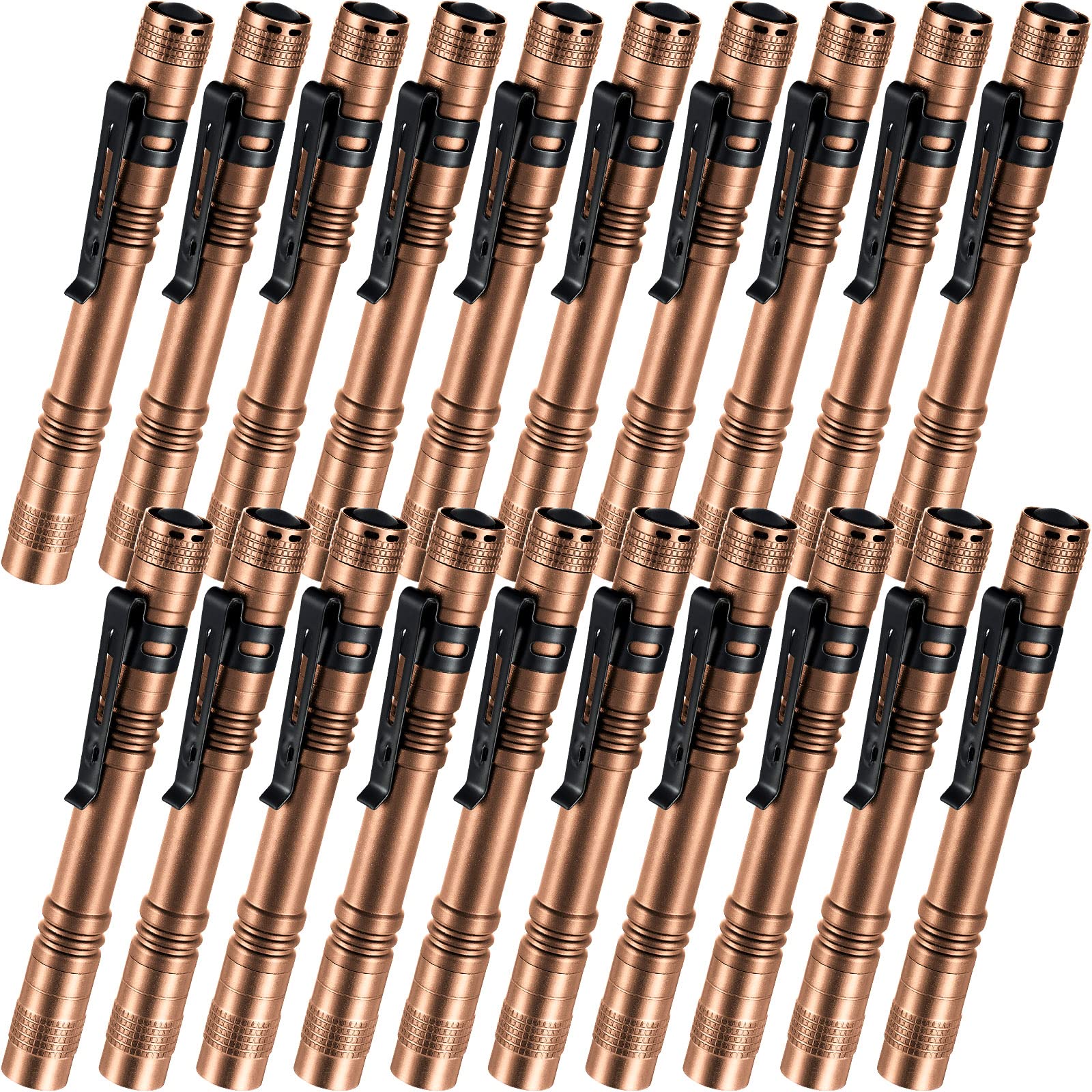 Hortsun Mini Pen Light Flashlights, 20 Pcs, 5.12 Inch, Aluminum, Brown, Pocket Size LED Torches for Fathers Day Gifts