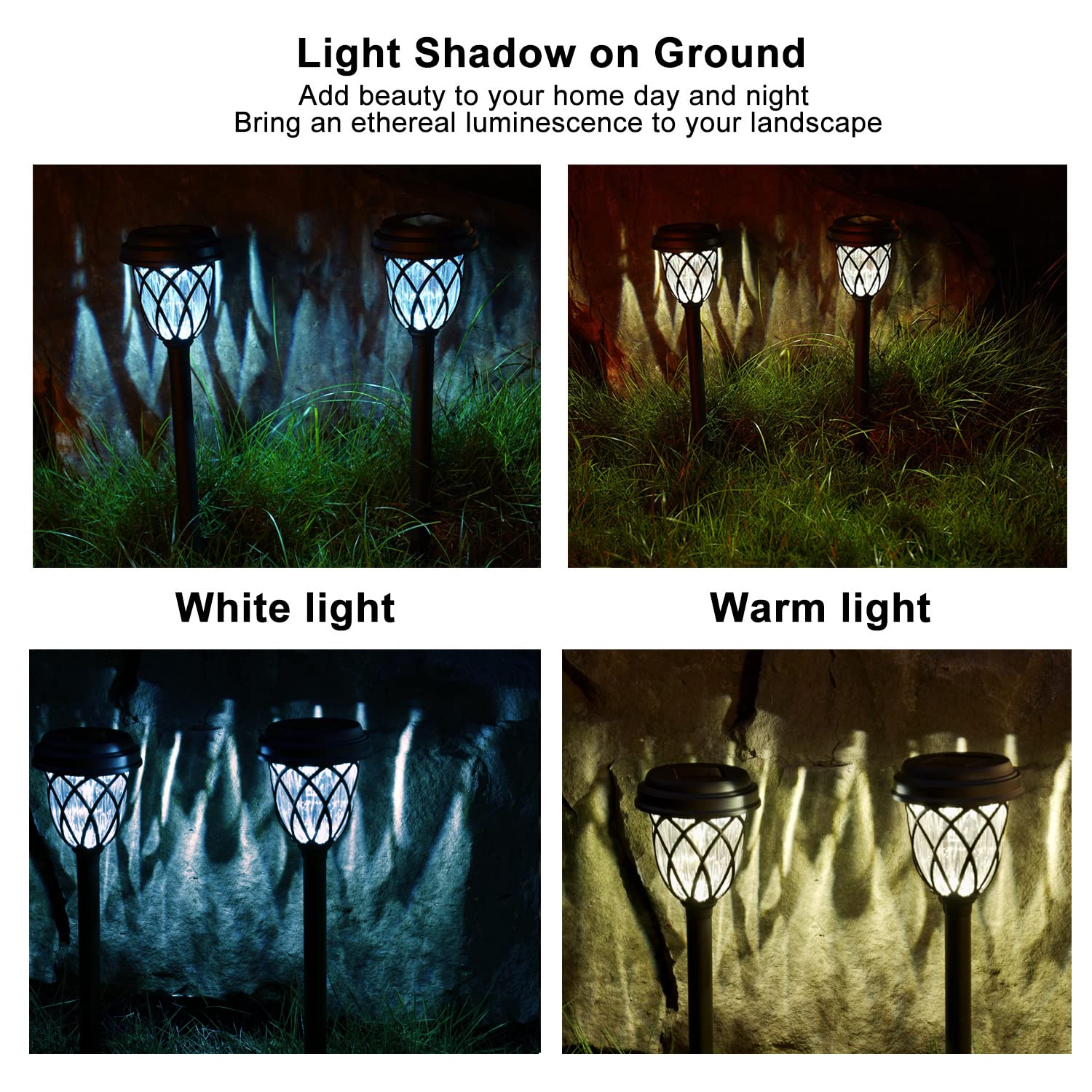Excmark 10 Pack Solar Lights - Outdoor Garden Pathway Lights, Cool White, Plastic For Walkways, Sidewalks, And Driveways