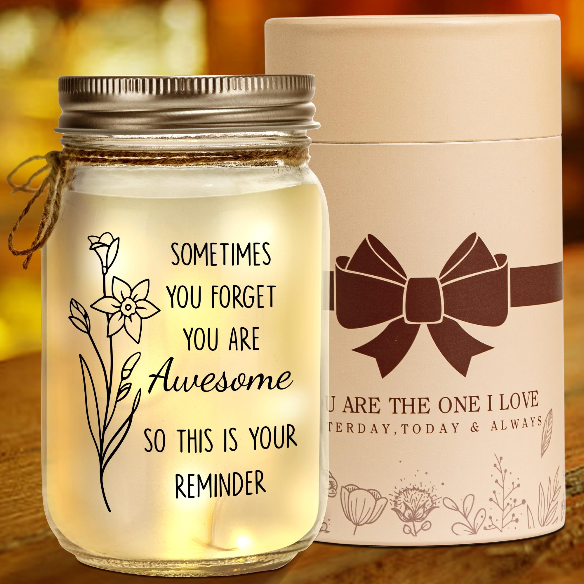 Kenon Mason Jar Gifts for Women, Birthday Gifts for Women, Home Decoration Lights, Personalized Jar Night Light Thank You Christ