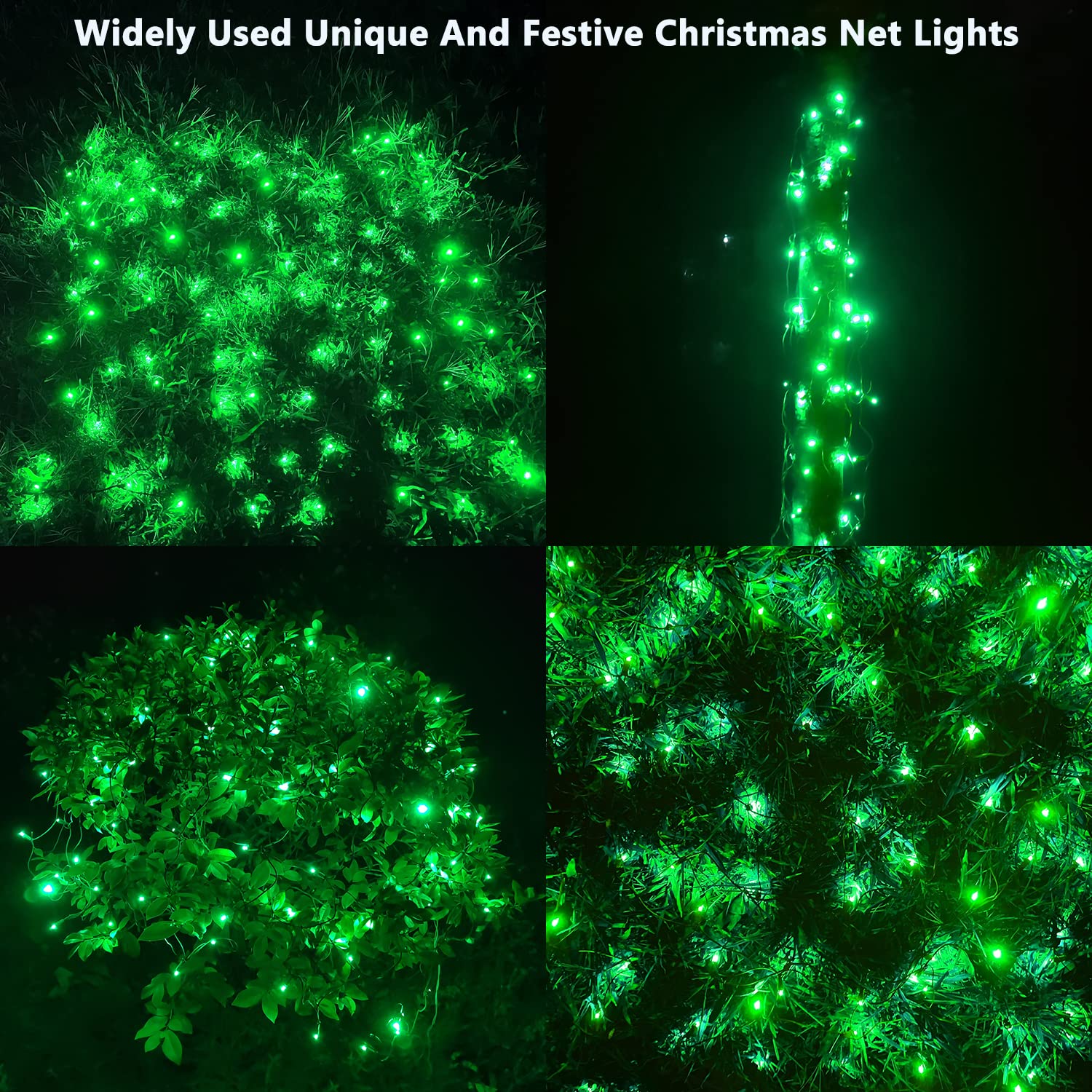 Hishiny Christmas Net Lights Outdoor Christmas Decorations Lights 5Ftx5Ft 100Led Green Wire, Connectable Bush Mesh Net Lights String For Christmas,St Patricks Party,Shrub,Yard,Tree (Green)