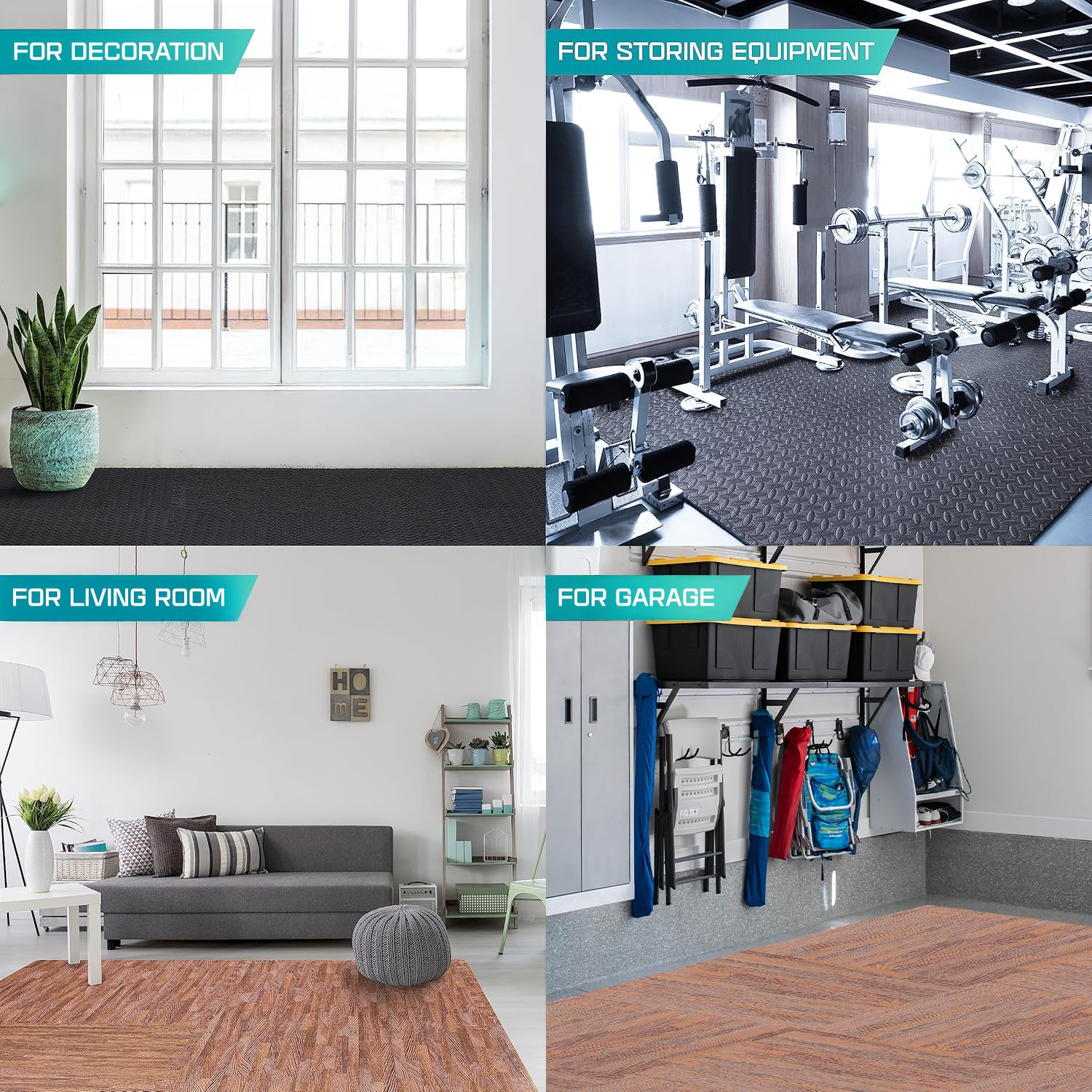 Yes4All EVA Interlocking Mats, Puzzle Floor Tiles, Foam Floor Padding with Border for Furniture, Home Space, Living Room, Garage