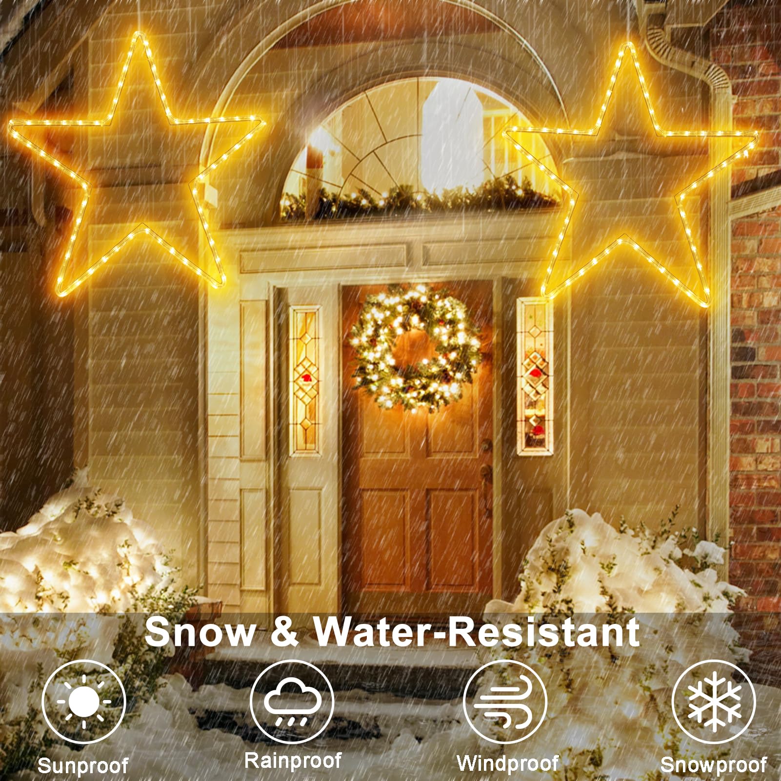 Dbfairy 19.68'' Star Outdoor Christmas Lights, 40 Leds Christmas Light Up Star With Timer, Hanging Big Star Window Lights Mains