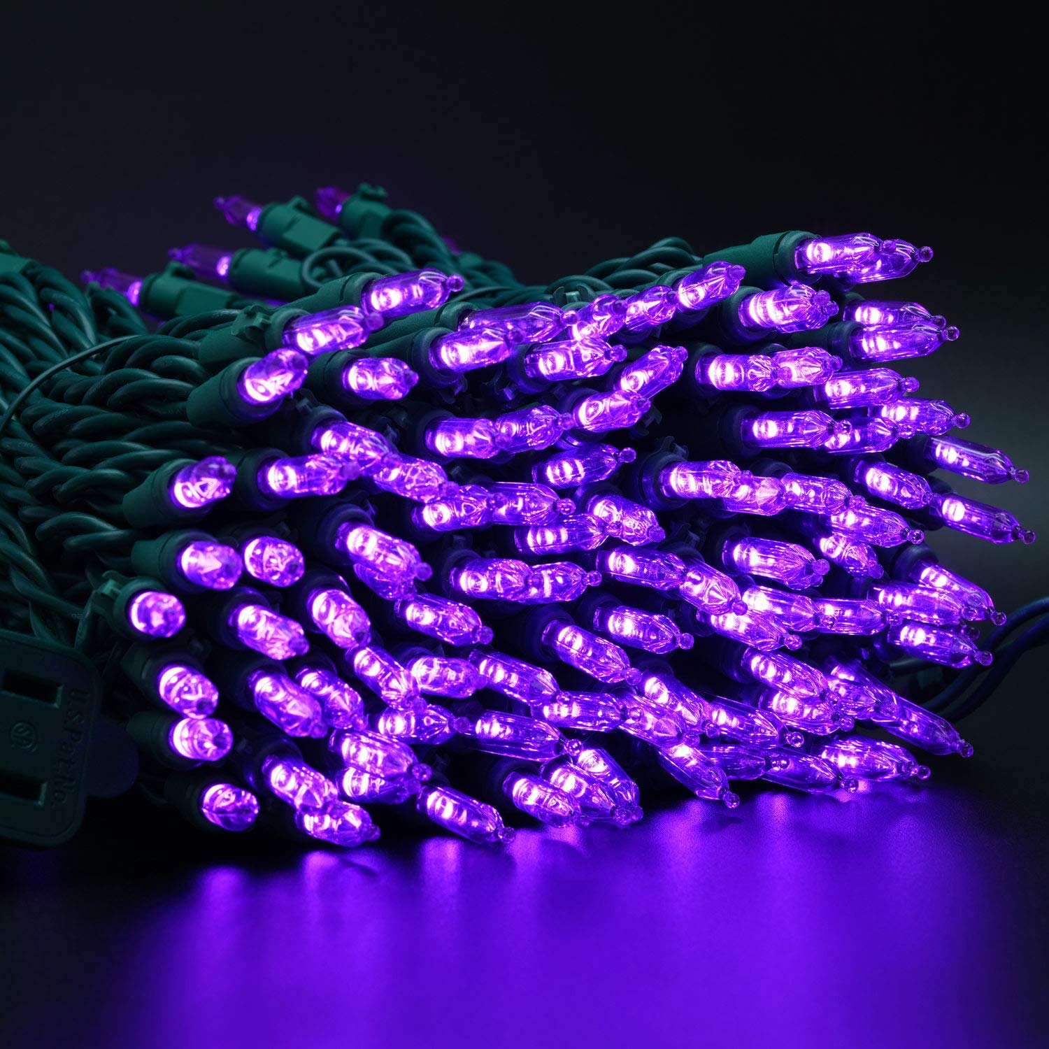 Yuletime Purple Led Christmas Lights 200 Count 50 Ft, Pack Of 2 Strands 25 Ft 100 Lights Ul Certified String Light Set (Purple)