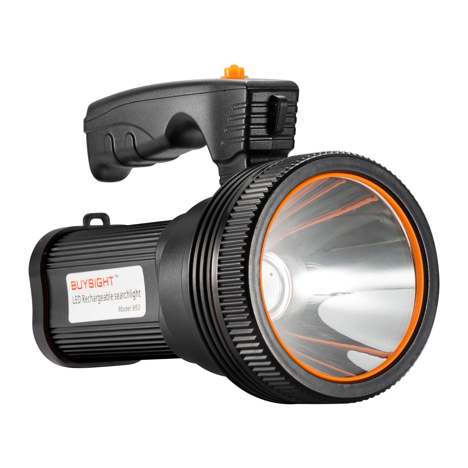 BUYSIGHT Rechargeable Spotlight Flashlight 120000 Lumens LED Handheld Torch, Classic Black, Model B292, ABS Material