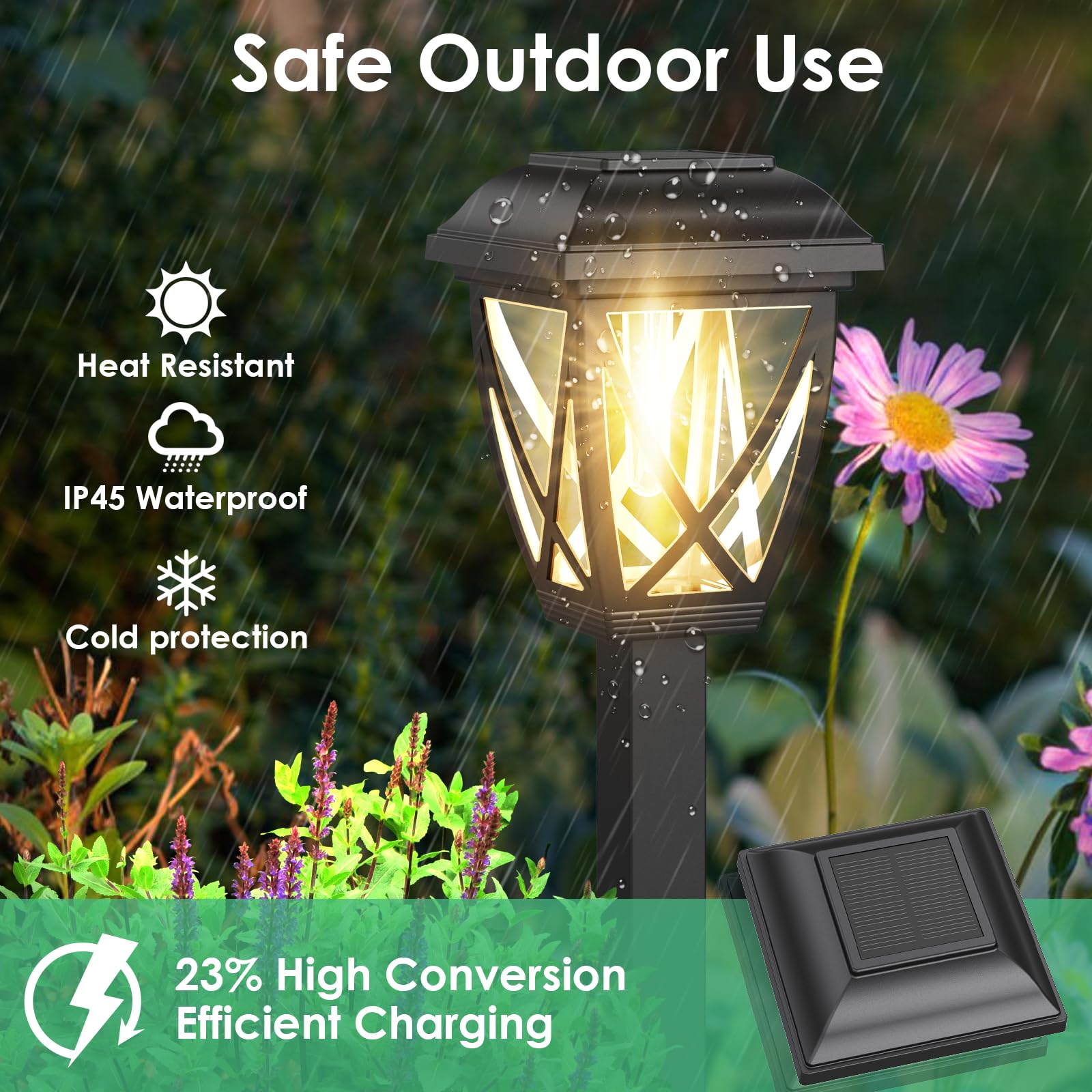 Derynome Solar Pathway Lights, 10 Pack Waterproof Outdoor Garden Lights, Black, Model PL001
