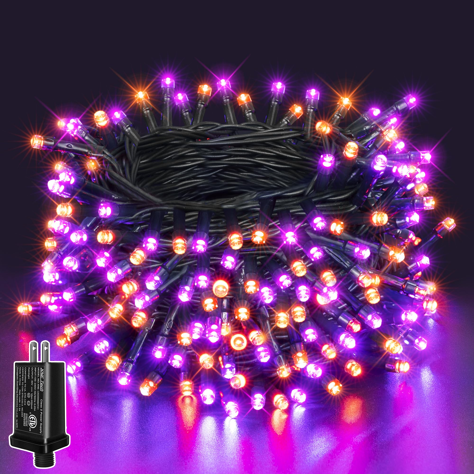Guhope 33Ft 100 Led Halloween Lights  Orange + Purple Halloween Lights Outdoor With 8 Lighting Modes  Waterproof String Lights For Halloween Christmas Outdoor Party Yard Garden Decoration