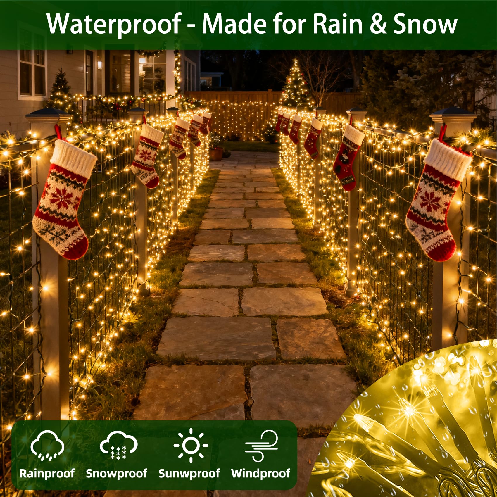 300Led Chrstmas Lights  75Ft Indoor Outdoor Christmas String Lights With 12 Modes  Warm White Christmas Tree Lights With Timer Dimmable Connectable For Fence Garden Wedding Party Decor Warmwhite