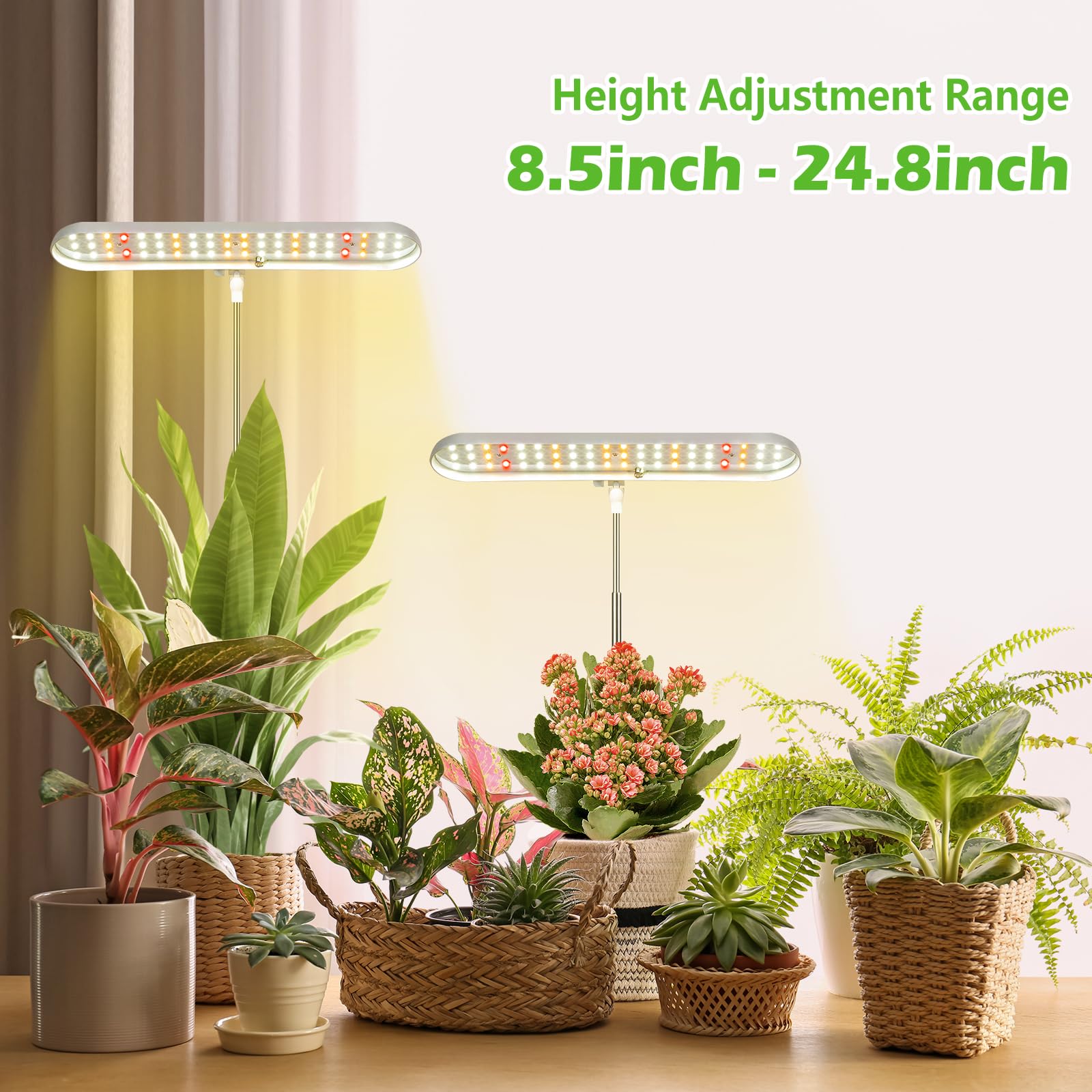 Foxgarden® Grow Light, Full Spectrum Led Grow Lamp, Plant Lights For Indoor,Auto Timer 4/8/12H, 4 Dimmable, Height Adjustable 8.5&quot;-24&quot;, Growing Lights