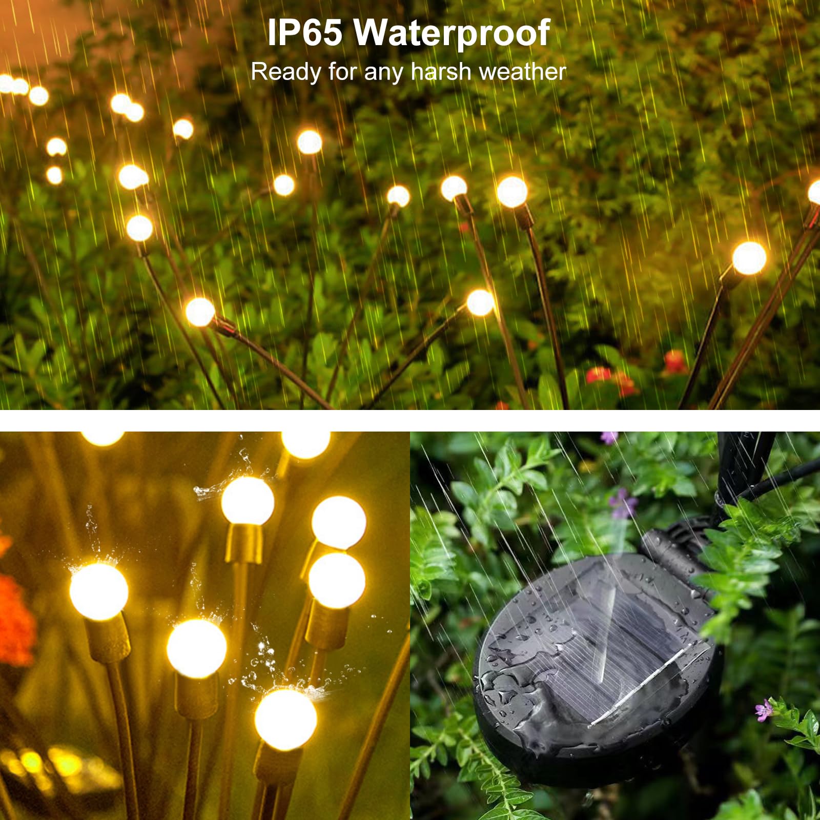 AAOVEFOX Solar Outdoor Lights, Firefly Garden Lights, 6 Pack, Warm Color, Model F6