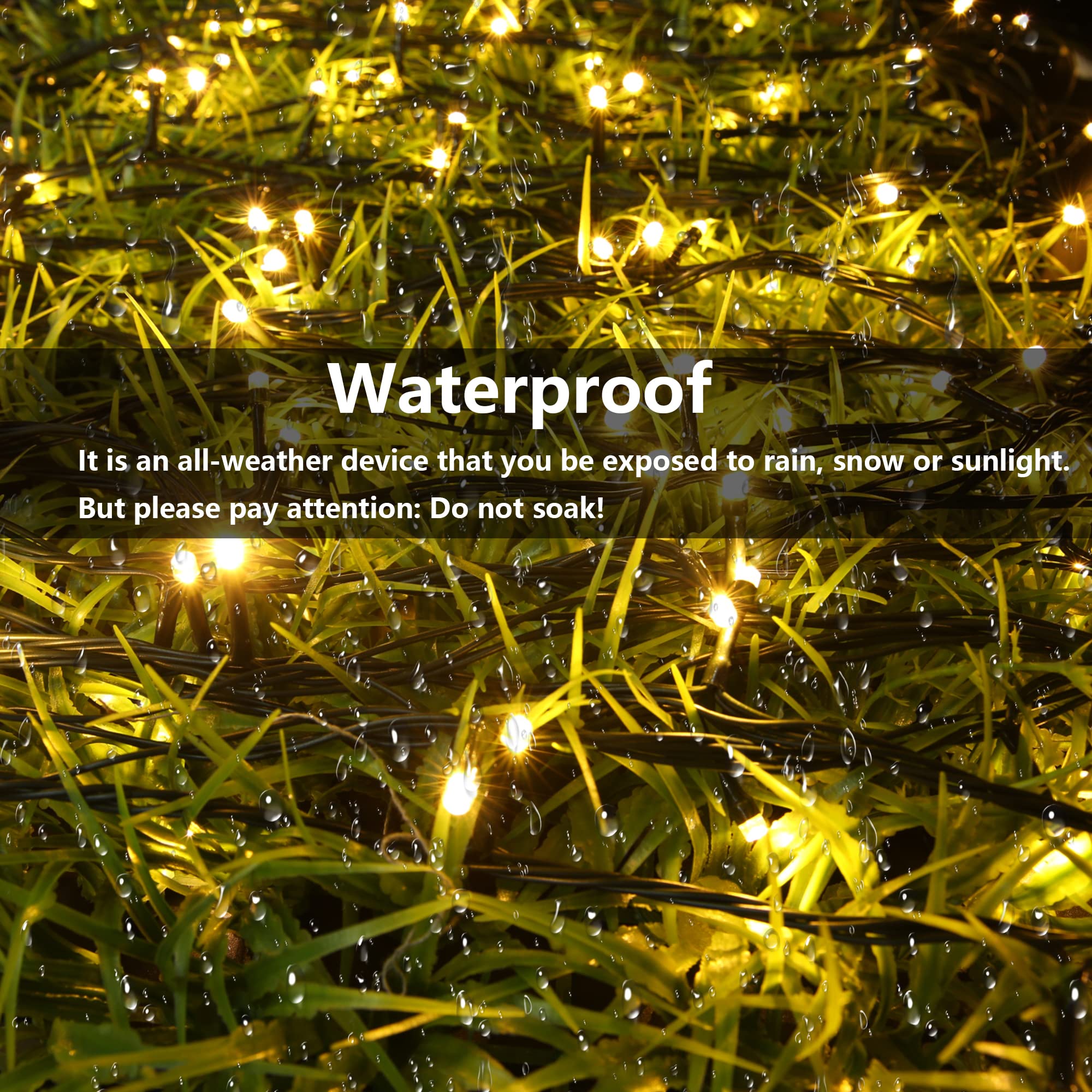 Joomer Solar String Lights, 400LED, 156FT, 8 Lighting Modes, Waterproof Fairy Lights for Garden, Warm White