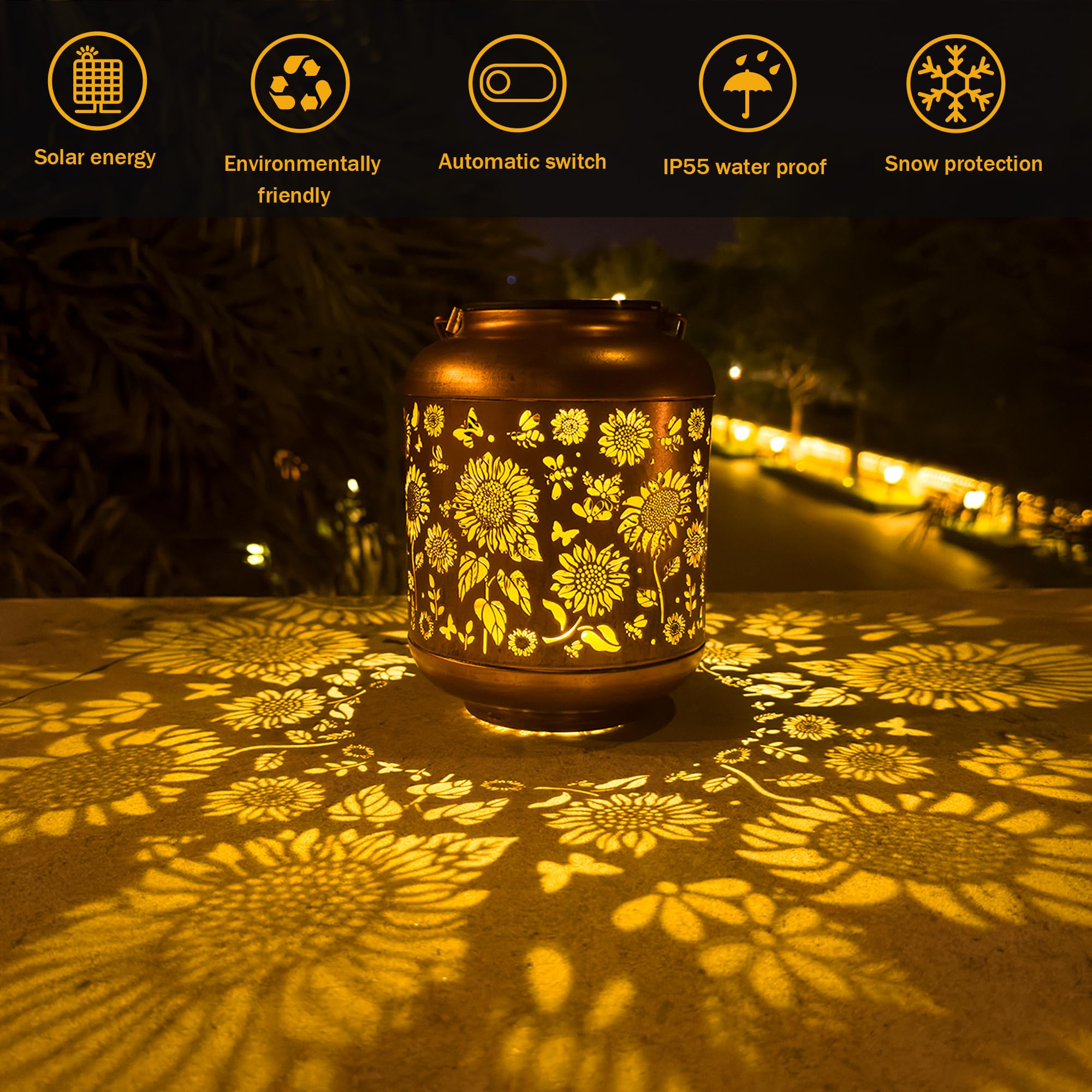 Anytalk Solar Lanterns Outdoor, Waterproof Hanging Solar Lantern Garden Decor, Solar Lights For Backyard Porch Patio Table Yard