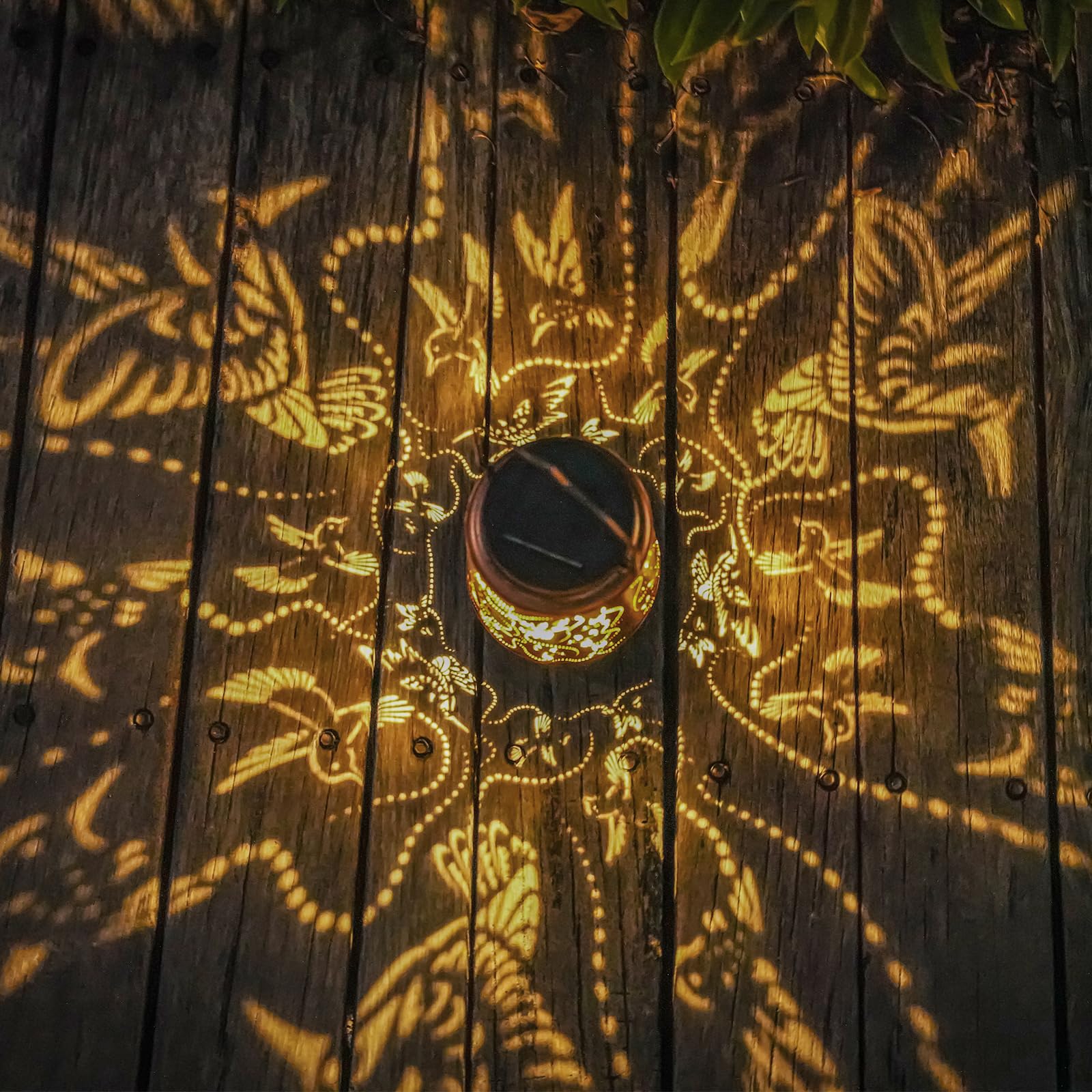 2 Pack Solar Hummingbird Lanterns Outdoor Hanging Decor Lantern,Waterproof Hollow Out Metal Decorative Garden Light,Graceful Dec