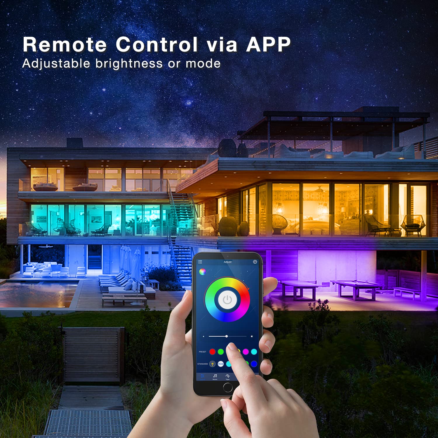 phopollo LED Strip Lights, Music Sync, Smart App Control, 200 ft, Multicolor