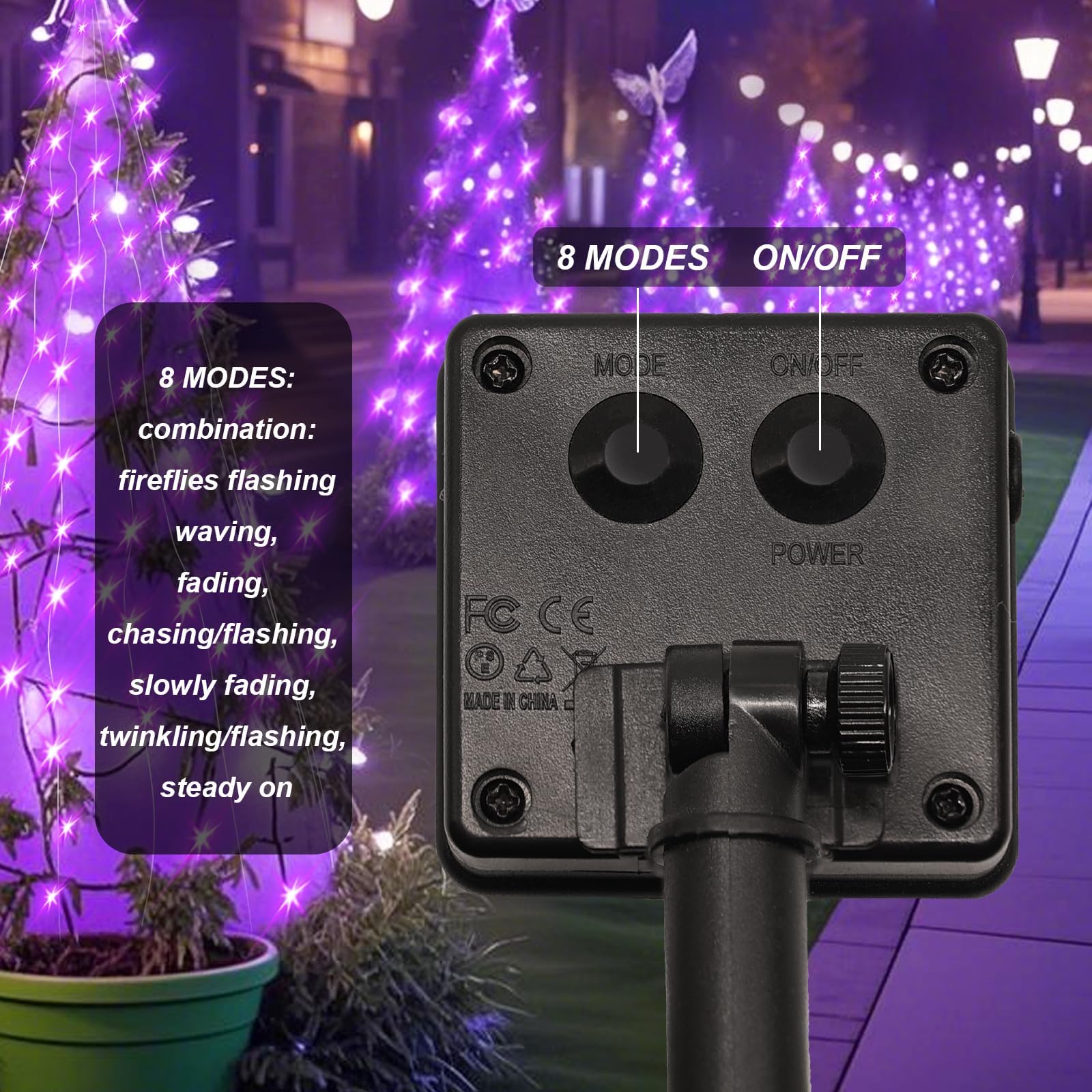 Solar Waterfall Fairy Bunch Lights Outdoor Waterproof 200Leds 8 Modes Watering Can Light  Purple Solar Powered String Lights Firefly Vine Christmas Tree Garden Decorations Gardening Gifts For Mom