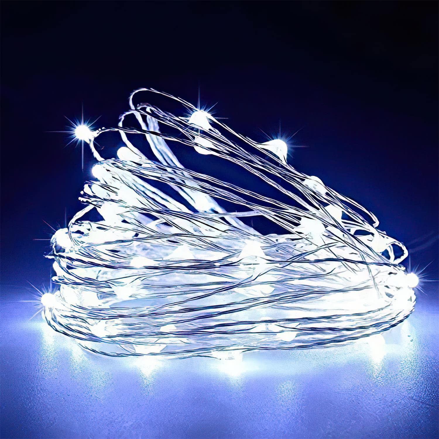 Homemory Fairy Lights 100 LED String Lights Battery Operated 33 FT Waterproof Cool White with Remote, 8 Modes for Outdoor Wedding Décor