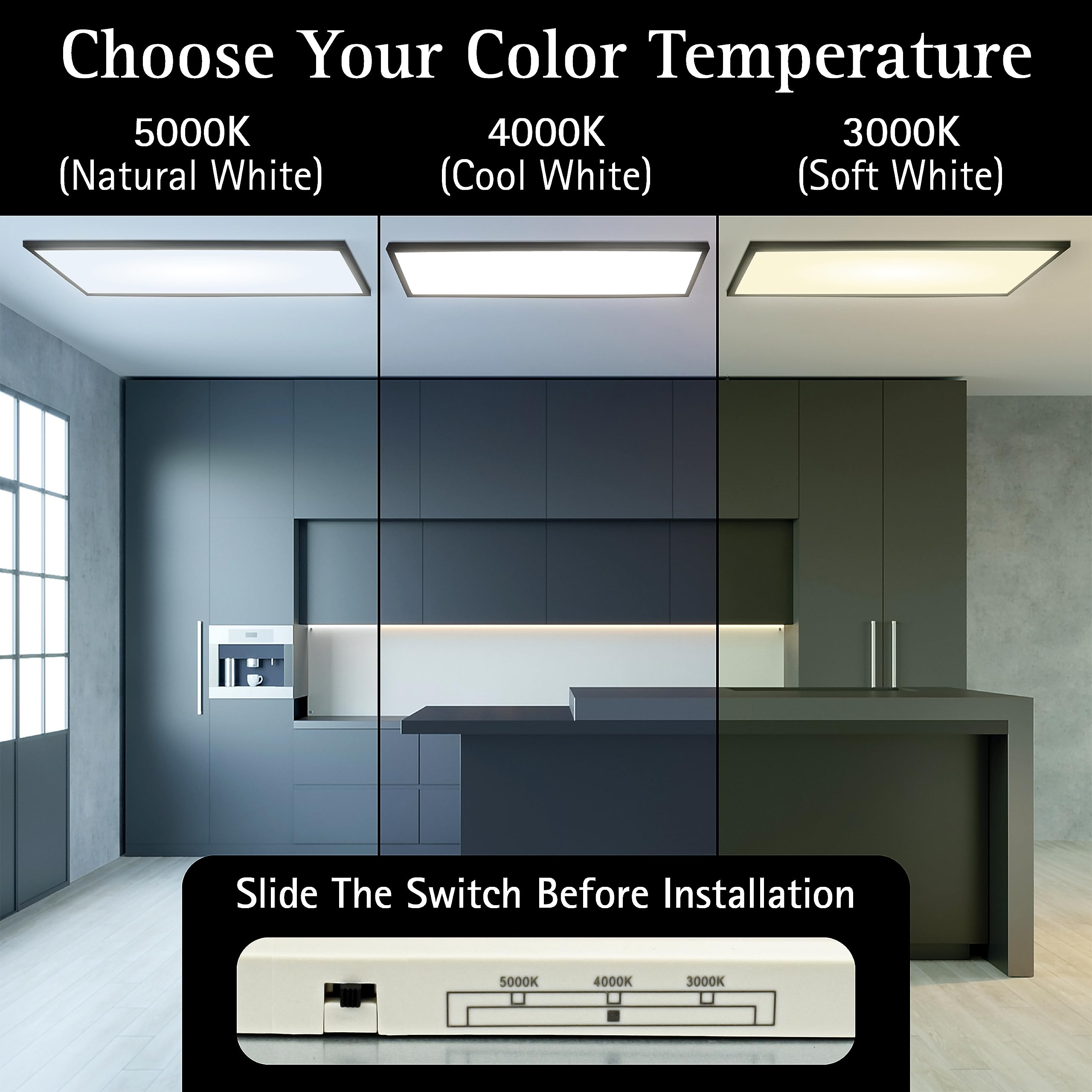 Ultralux 1X4 Ft Surface Mount Ceiling Light Panel - Slim, Edge Lit, Flush Mount Flat Panel For Kitchen, Home & Office - Triac Di