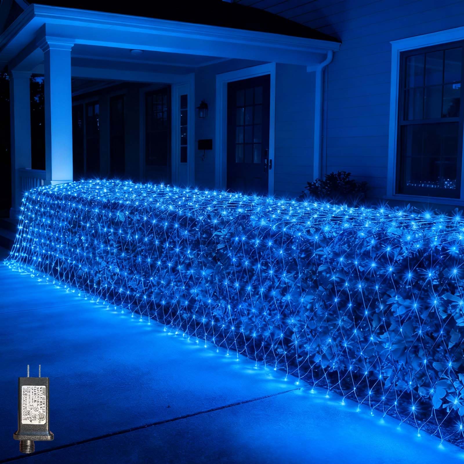 Lithome 21Ft X 5Ft Christmas Net Lights Outdoor Mesh Lights  360 Led Christmas Blue Net Light For Bushes Connectable  8 Modes Giant Mesh Light Waterproof Green Wire For Tree Garden Party Roof Decor