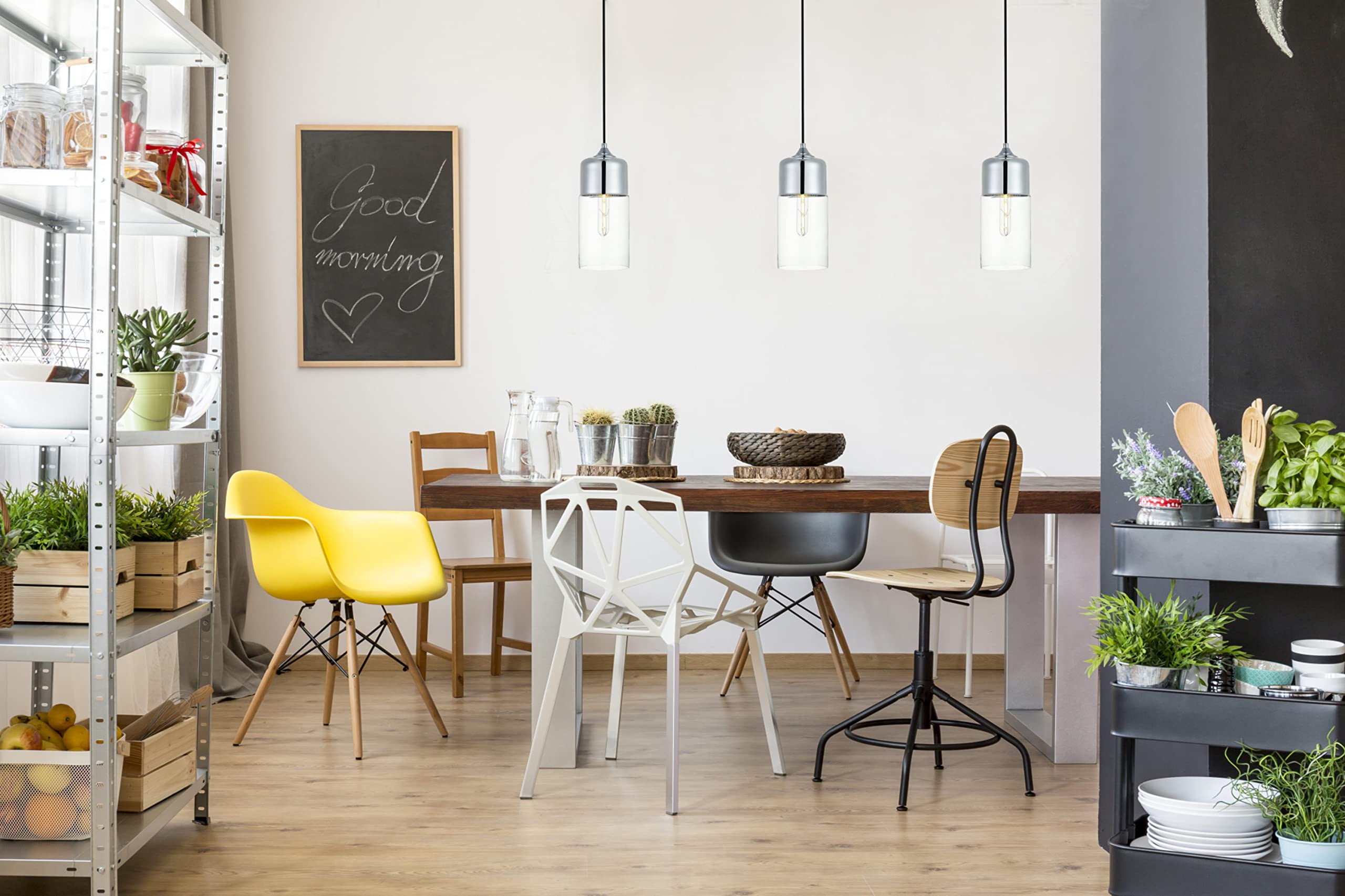 Living District Ashwell 1 Light Black Pendant With Clear Glass