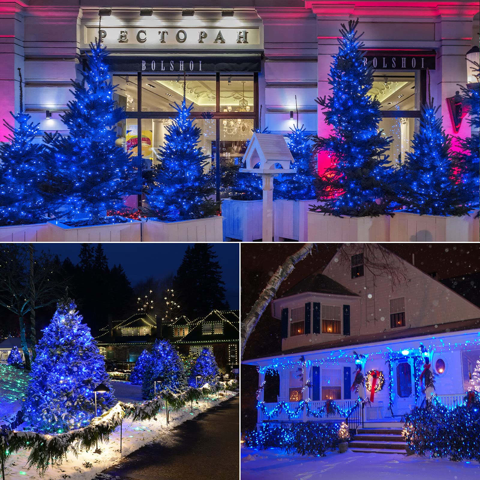 Brizled Blue Christmas Lights, 33Ft 100 Led 5Mm Wide Angle Gentle Twinkle Christmas String Lights, 120V Ul Certified Connectable Xmas Tree Lights Outdoor Blue Light For Christmas Tree Party Home Decor