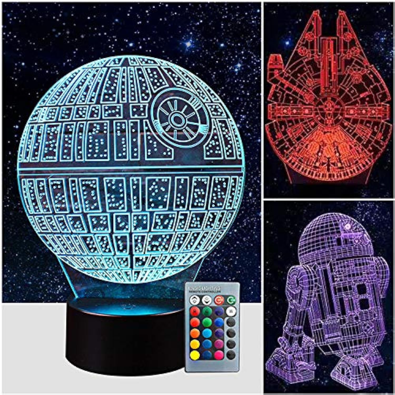Manco 3D Night Light with 3 Patterns, Multicolor Acrylic Design, Great Birthday Gift for Fans
