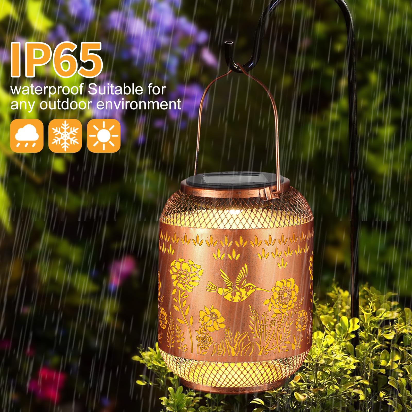 Hummingbird Solar Lanterns Outdoor Hanging Christmas Lantern As Birthdays Gifts For Women Mom Grandma Metal Waterproof Garden Decorative Hummingbird Solar Lights For Yard, Patio, Lawn, Porch, Backyard