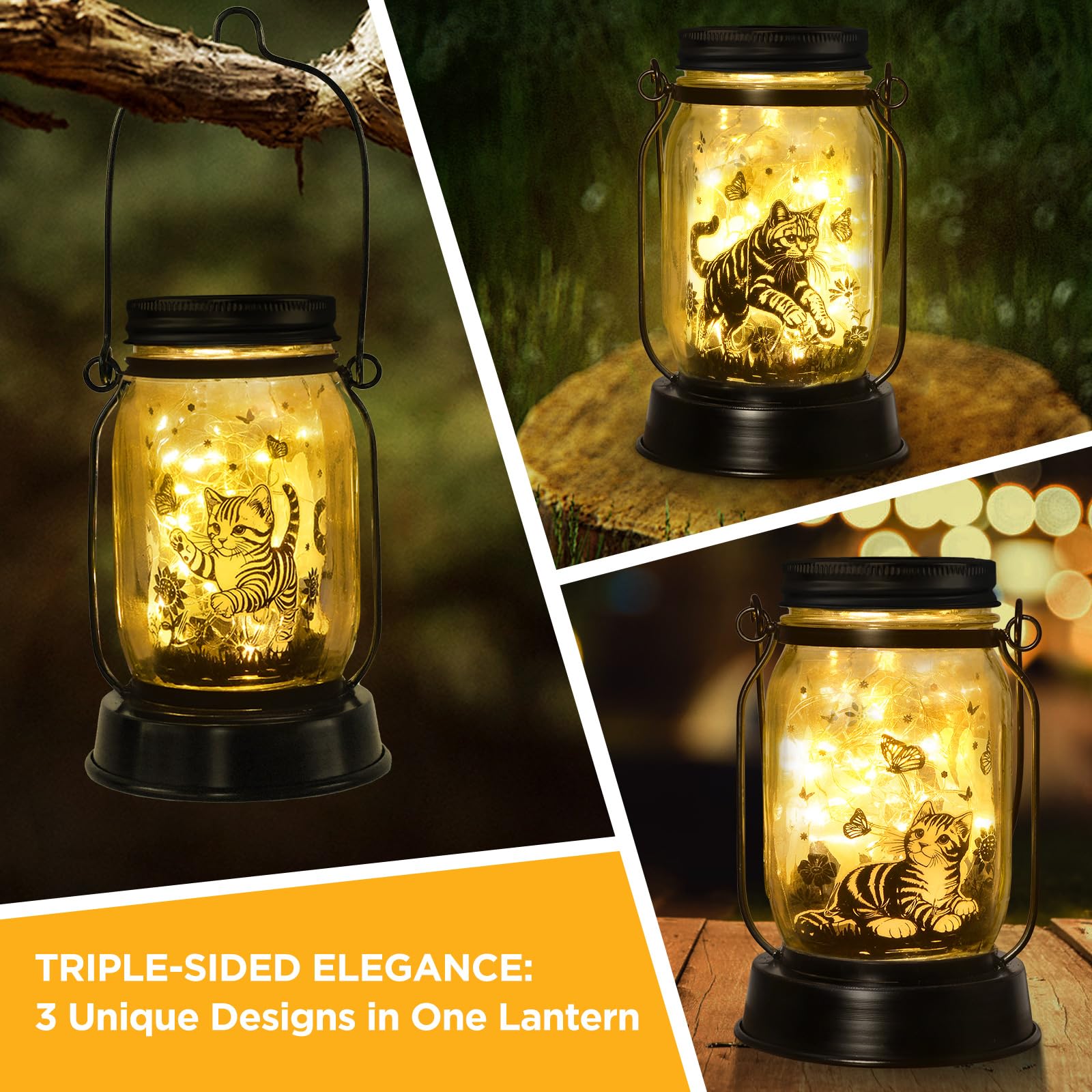 kyoryuger Cat Solar Lanterns Waterproof Outdoor Decor Black-Cat & Butterfly Model ZN-J002