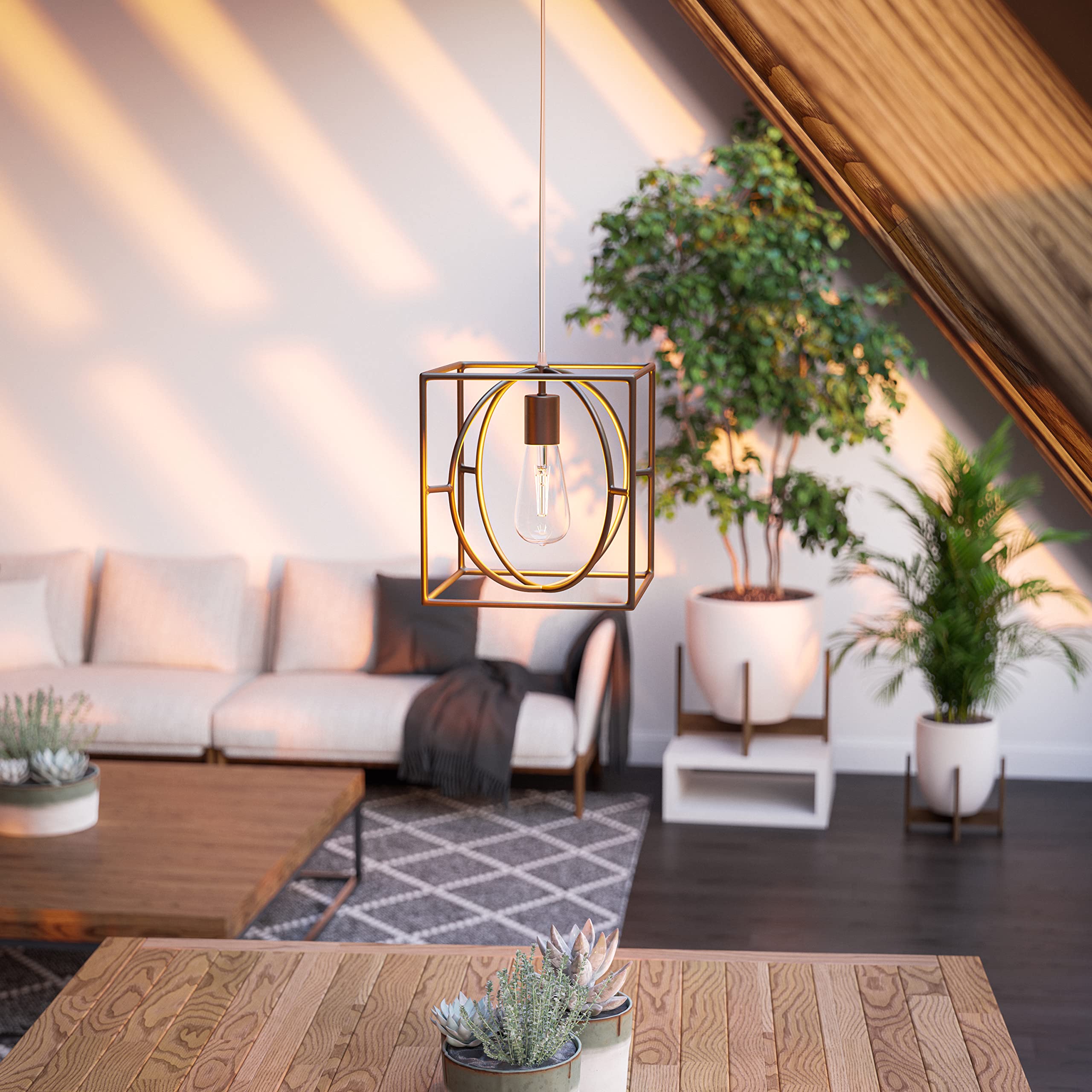 Kenroy Home 93882GLD Adele 1 Light Swag Pendant with Gold Finish, Modern Style, 11 Height, 9 Width, 9 Depth