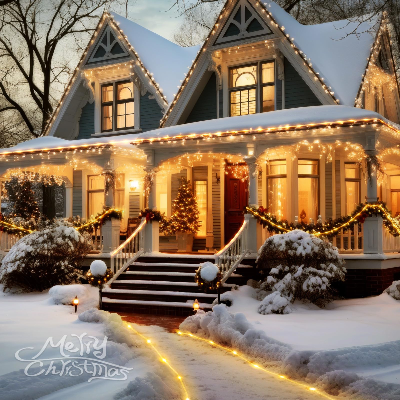 Minetom 33FT LED Rope Lights Outdoor, Warm White, Waterproof, Model A_C_S_100_WP, Twinkle Christmas String Lights for Indoor/Outdoor Use