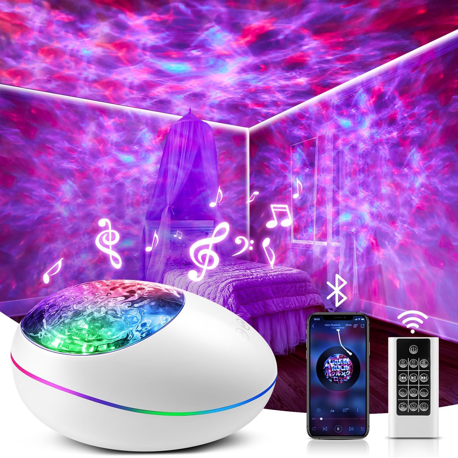 Galaxy Projector, Star Projector Galaxy Light with Timer & Remote & White Noises, Galaxy Projector for Bedroom Decoration, Galax