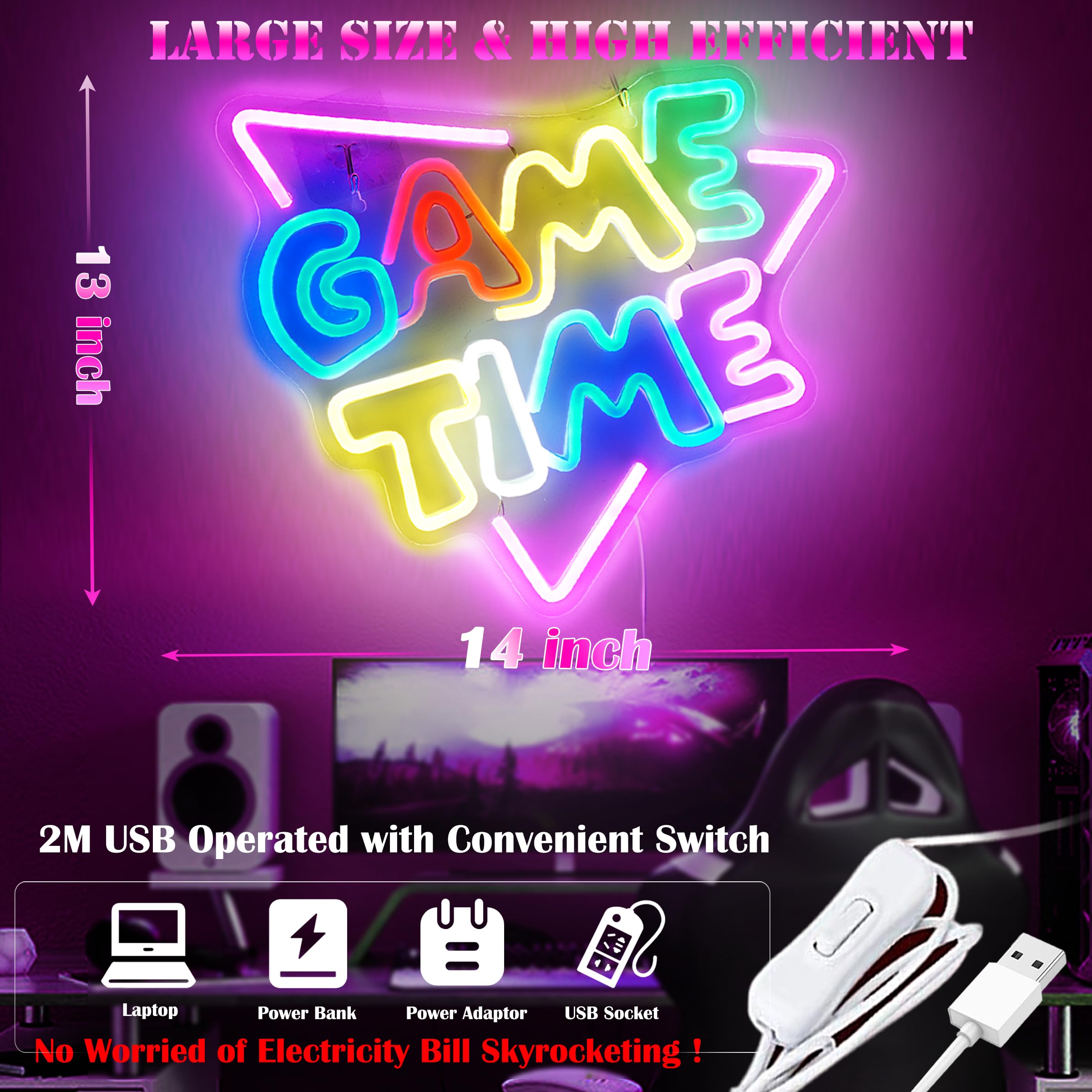 SmilingTown Neon Gamepad Sign Light - LED Wall Decor for Gaming Room, Teen Boys, Video Game Accessories