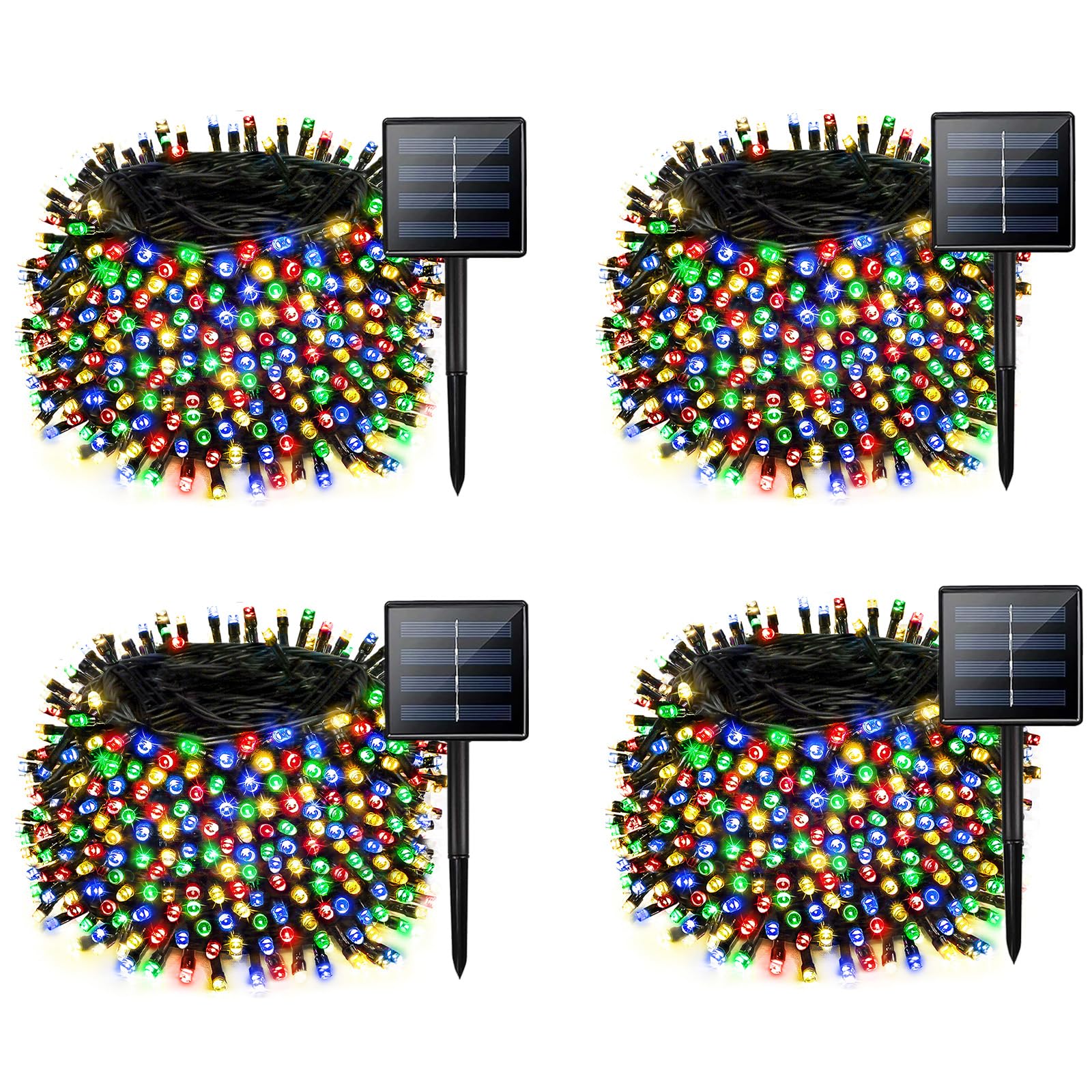 Albelt 4 Pack Solar Christmas Lights, 170 FT, 480 LED, Waterproof, 8 Modes, Multicolor, Model SSLGW