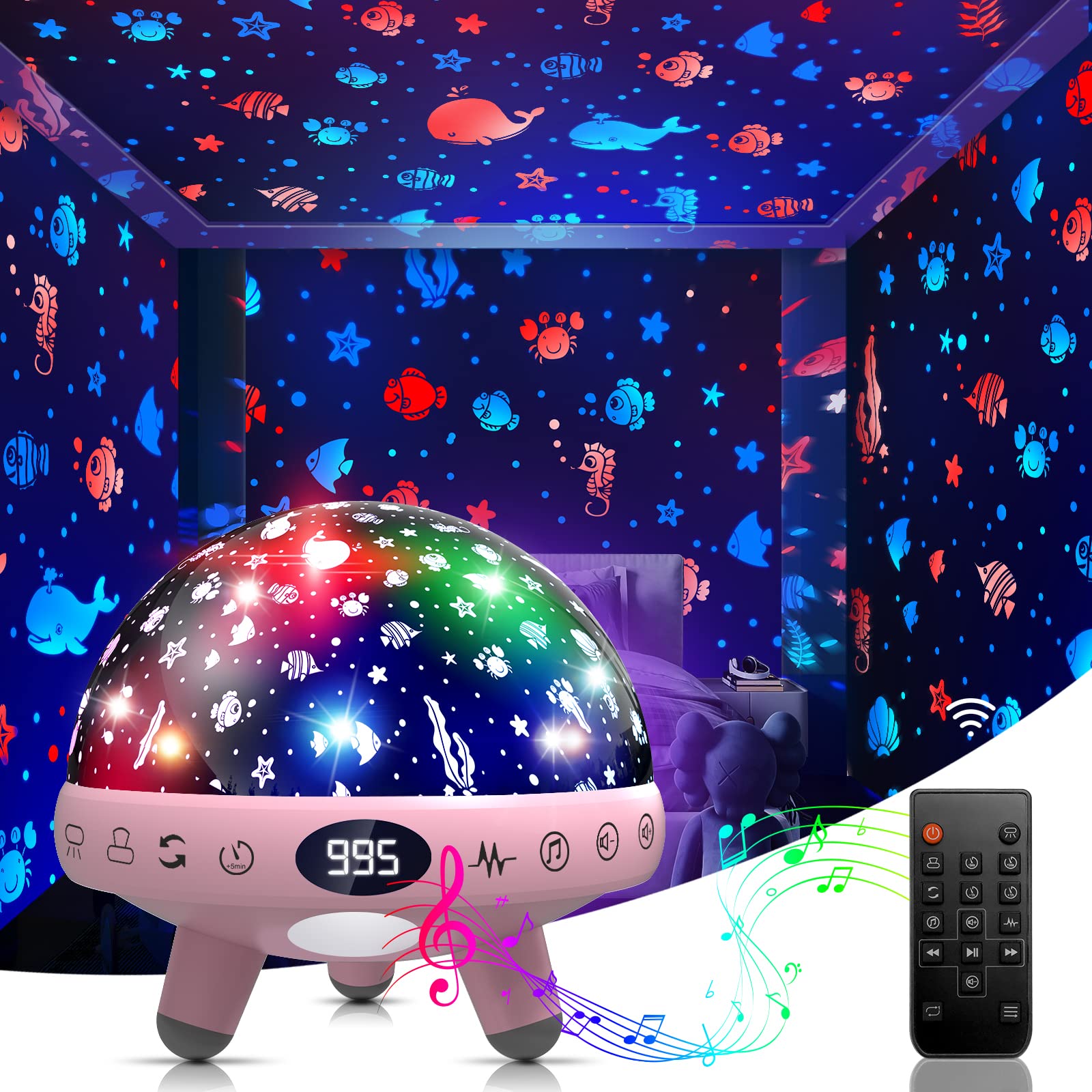 Night Light Projector For Kids Baby Night Light And Sound Machine For Kids Room,Built-In 29 Soothing Sounds For Baby Sleeping.Ki