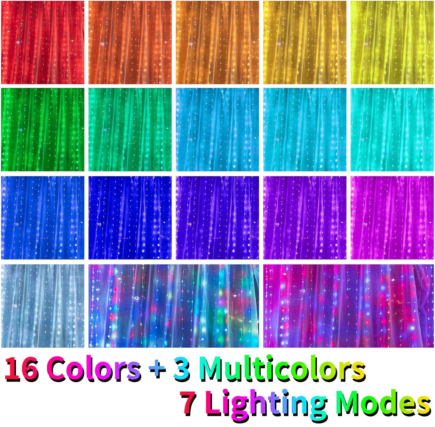 Brightown Fairy String Lights - 250 LED 9.8x8.8 FT, Multicolor, 7 Modes, Remote Controlled, Ideal for Bedroom and Holiday Decor