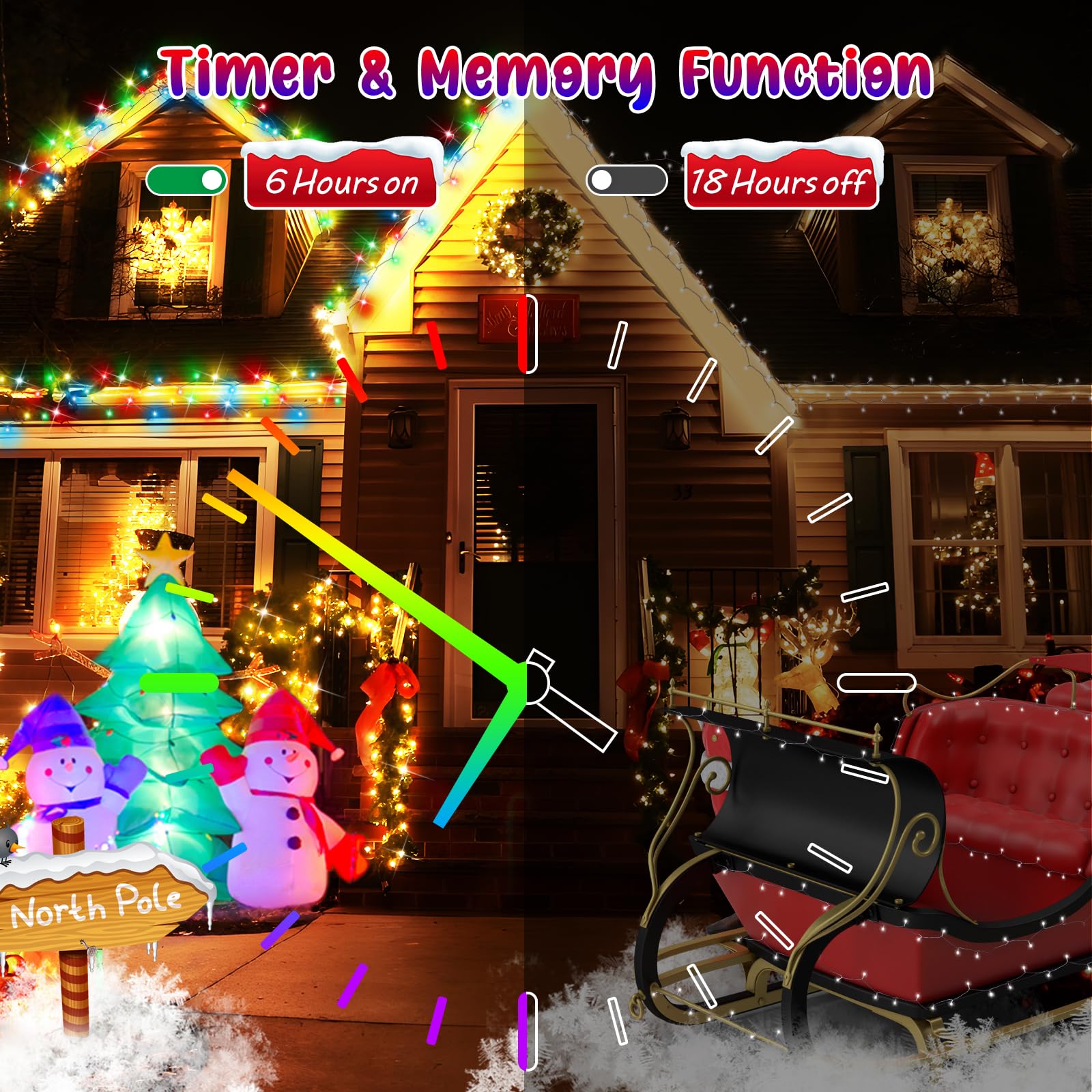 Hezbjiti Christmas Lights Outdoor 1000 LEDs 394FT Waterproof Color Changing String Lights Multicolor to Warm White