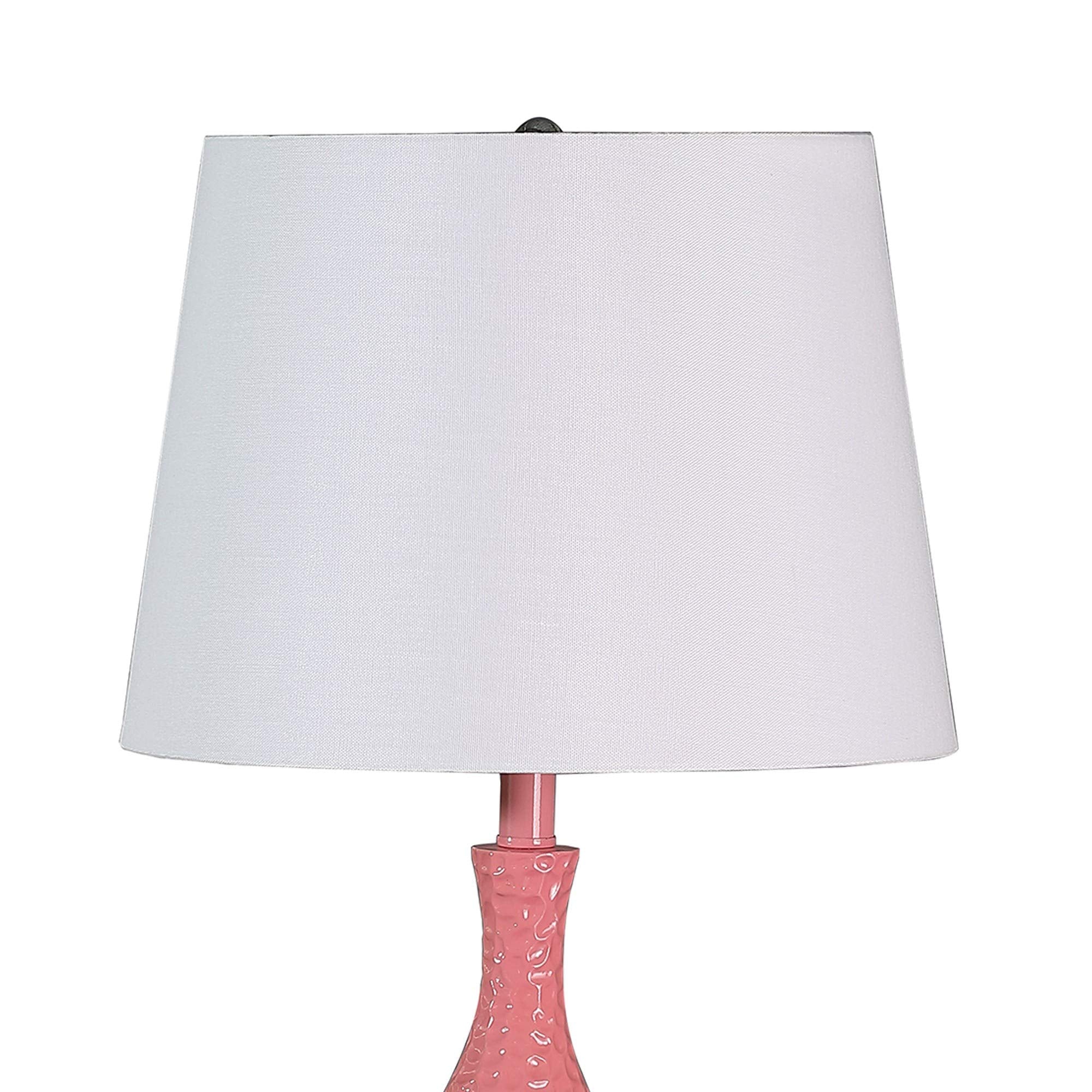 Benzara Metal Table Lamp, Hammered Pattern, Pink, Model BM233920