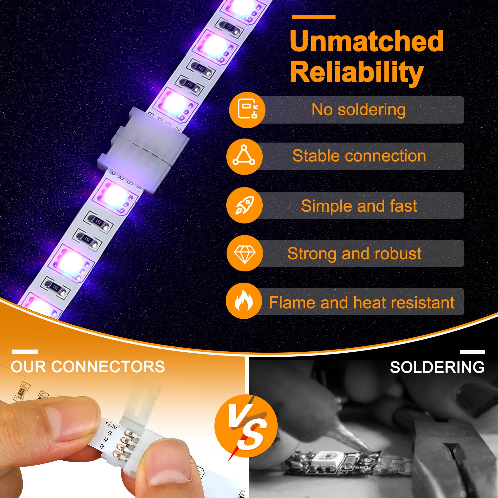 Pmxary 20Pcs 4 Pin Led Strip Connectors For 10Mm Wide Rgb Led Strip Lights, Solderless Unwired Led Light Connectors, Easily Exte