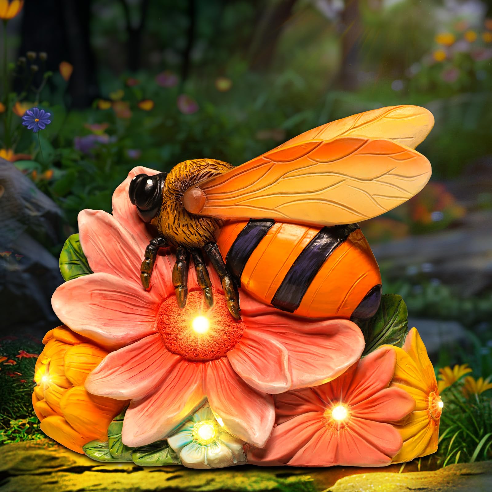 Linkax Mothers Day Mom Gifts for Mother Wife Daughter, Solar Bee Lights Garden Decor, Outdoor Solar Honey Figurine for Outside P