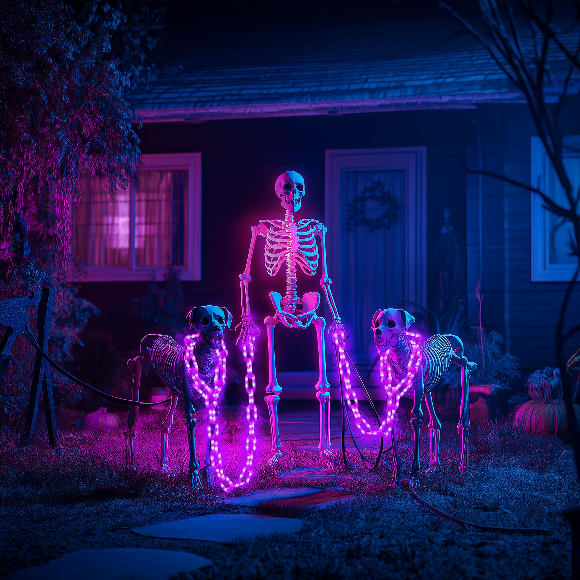 Joomer Battery Operated Halloween Lights Outdoor  9.5 Ft 160 Led Waterproof Halloween Decorative Plastic Chain String Lights  8 Lighting Modes And Timer Function  Suitable For Outdoor Indoor (Purple)