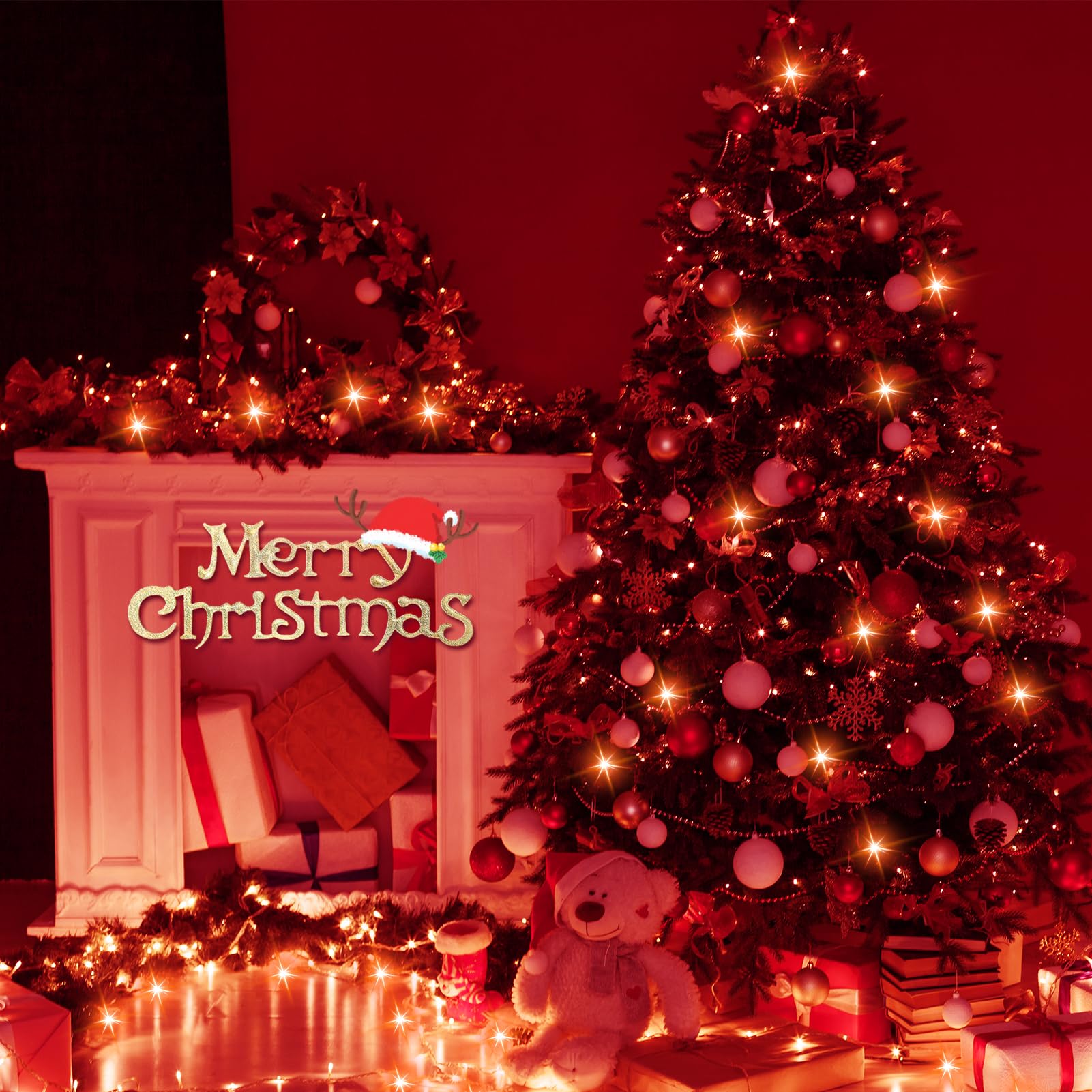 ILLUMINEW 300 LED Red String Lights, Waterproof Christmas Decorations, 108 Ft, 8 Modes, Model JT-ELFC300V0120-C