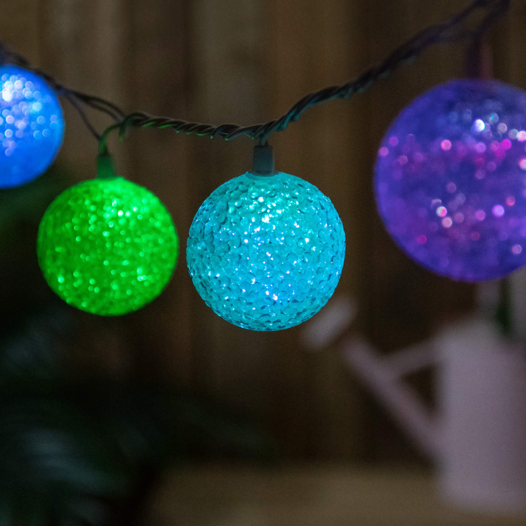 Northlight 10-Count LED Color Changing Sparkle Globe Patio Lights - 7.5 ft White Wire, Multi-Colored, Plastic