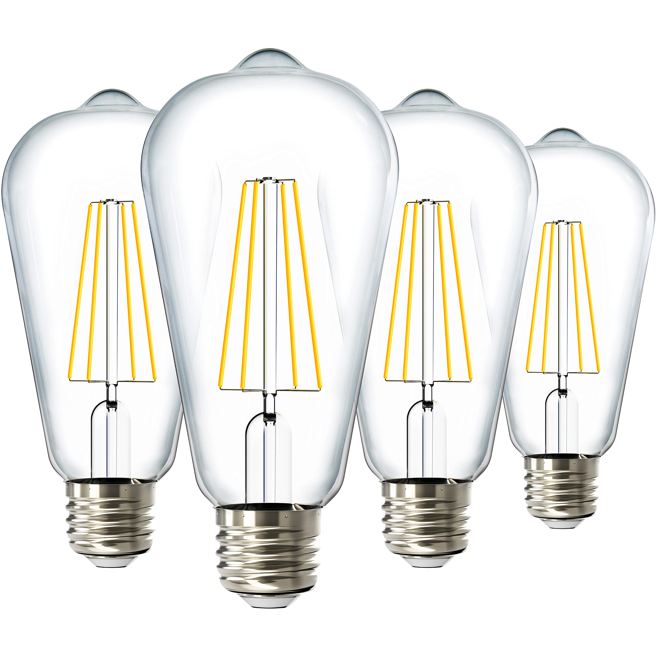 Sunco Edison Bulbs Led St64, Clear Vintage Filament Waterproof Bulb, 800 Lm, 8.5W (60W Equivalent), 3000K Warm White, E26 Medium