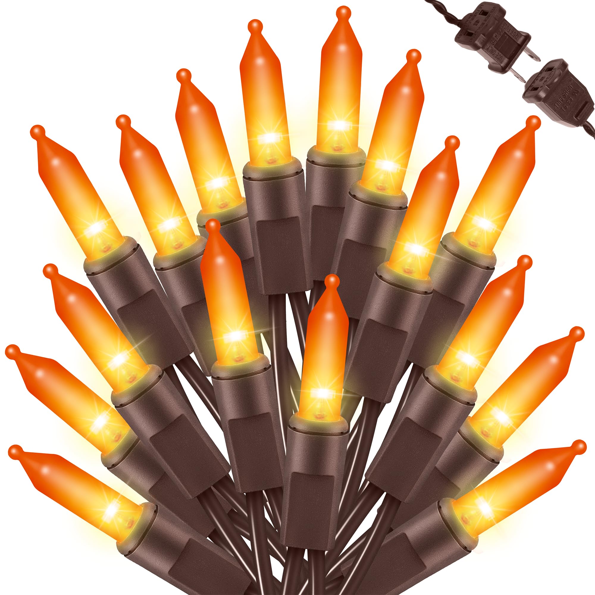 Lamphome Halloween String Light,100 Count Incandescent Mini String Light In 19.6Ft,Indoor/Outdoor 120V Ul Certified Mini Light For Halloween,Patio Lawn,Home,Garden,Party (Orange)